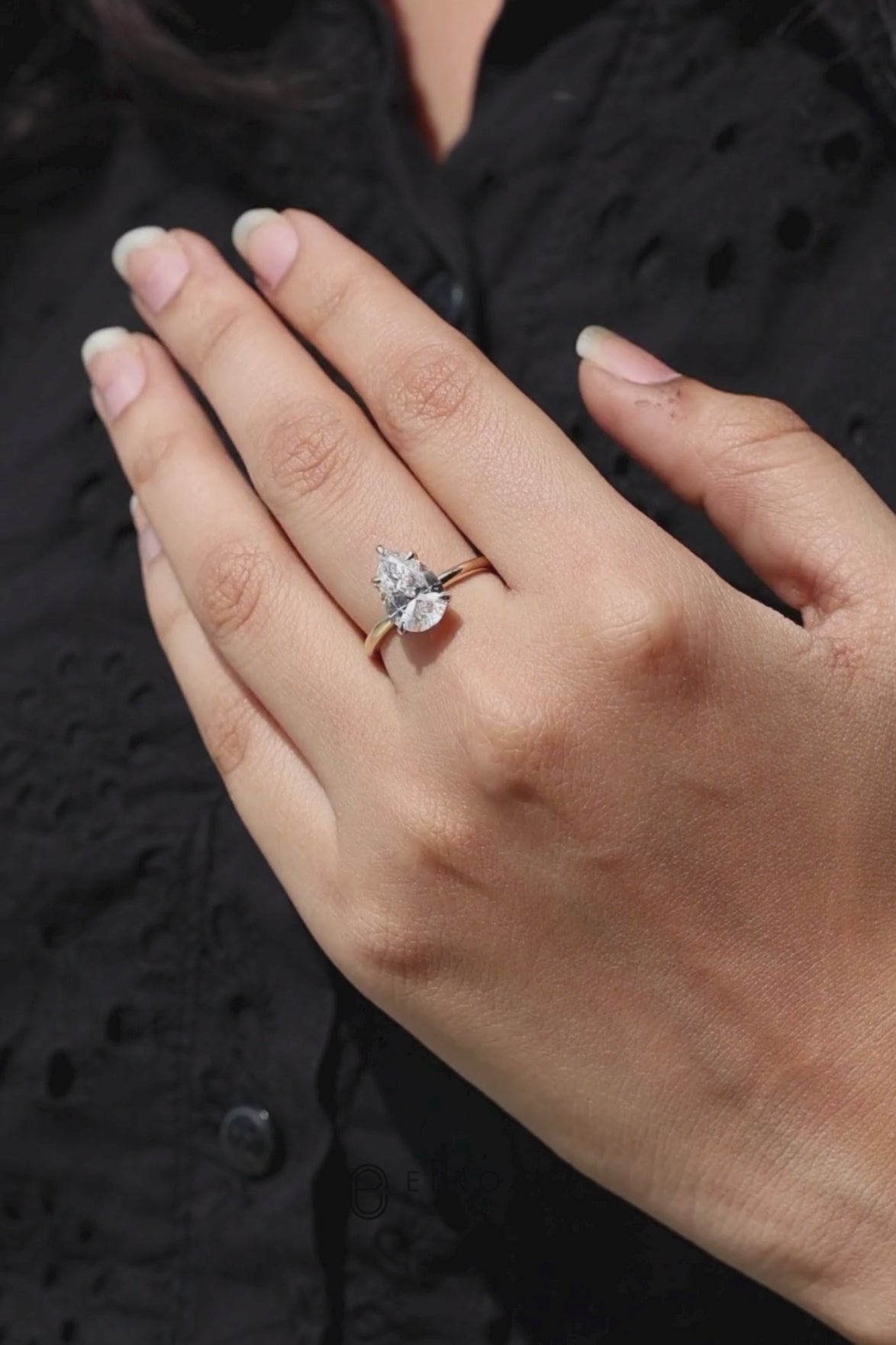 14K Gold 2 Carat Pear Cut Lab Grown Diamond Engagement Ring