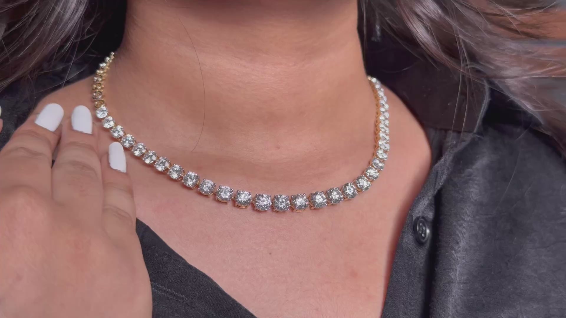 14K Gold Lab Grown Diamond Tennis Necklace