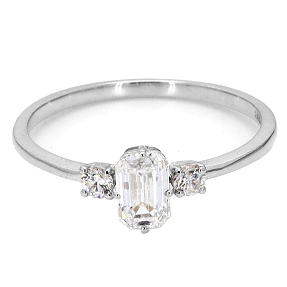 14K Gold Emerald Cut Diamond Engagement Ring