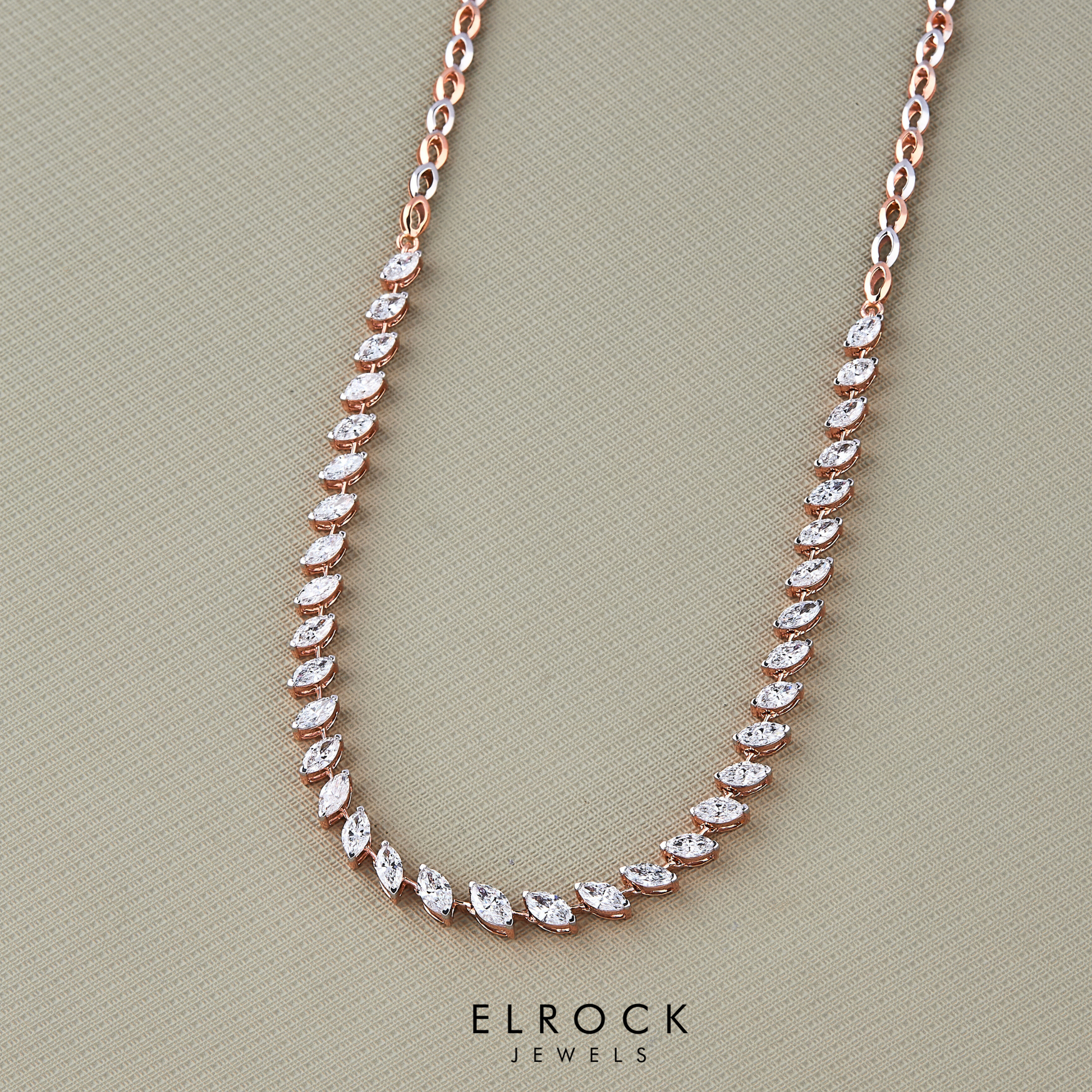 Marquise Cut  Diamond Tennis Necklace