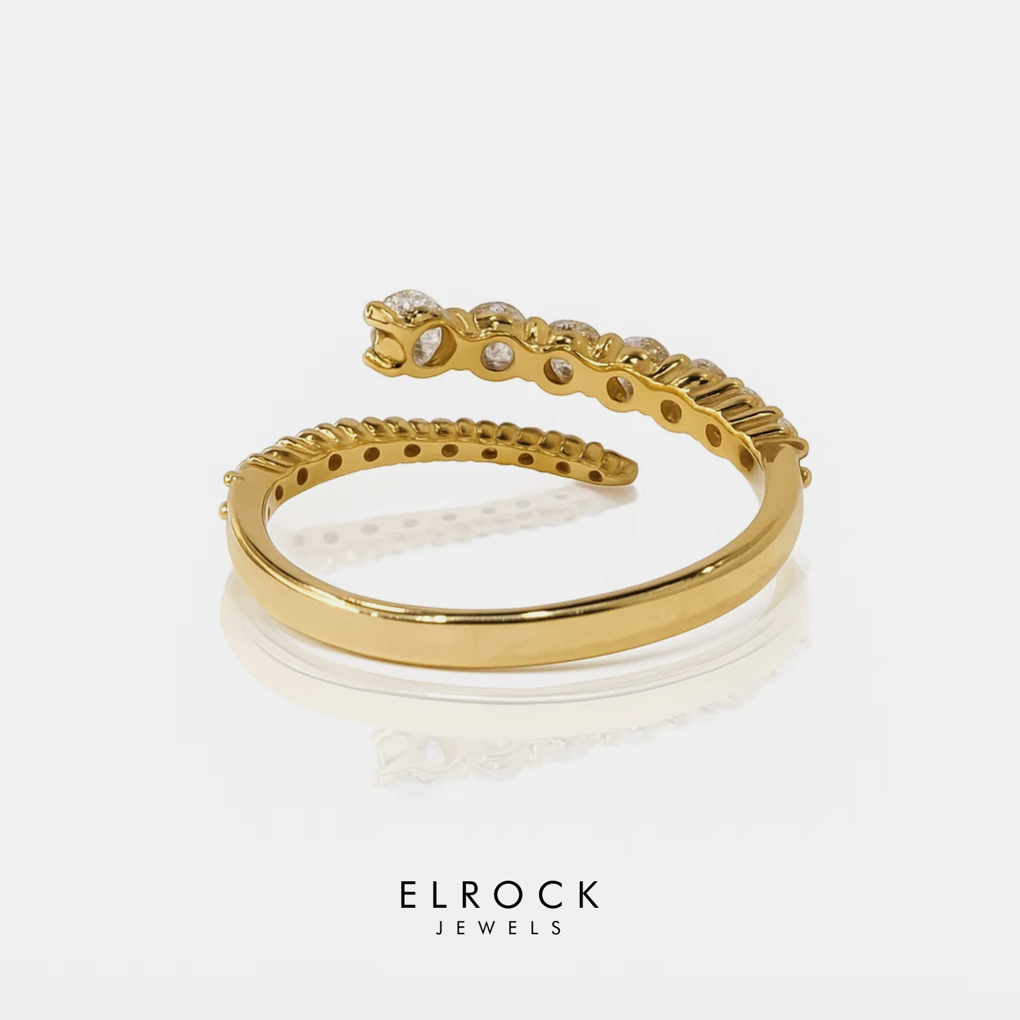 14K Gold Lab Grown Round Diamond Spiral Wrap Ring