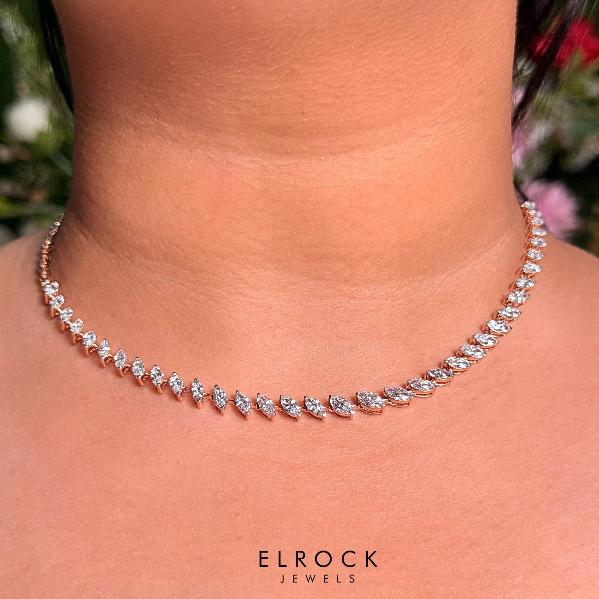 Marquise Cut  Diamond Tennis Necklace