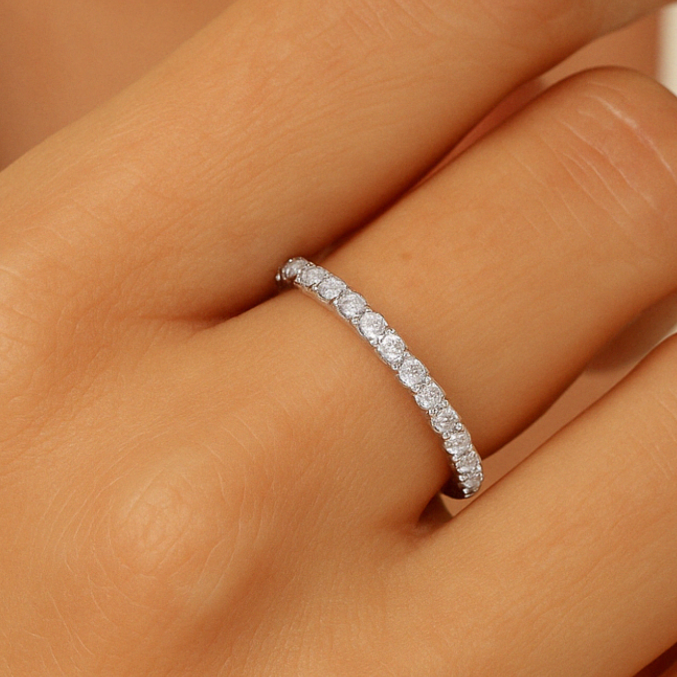 14K Gold 3/4 Eternity Lab Grown Diamond Wedding Band