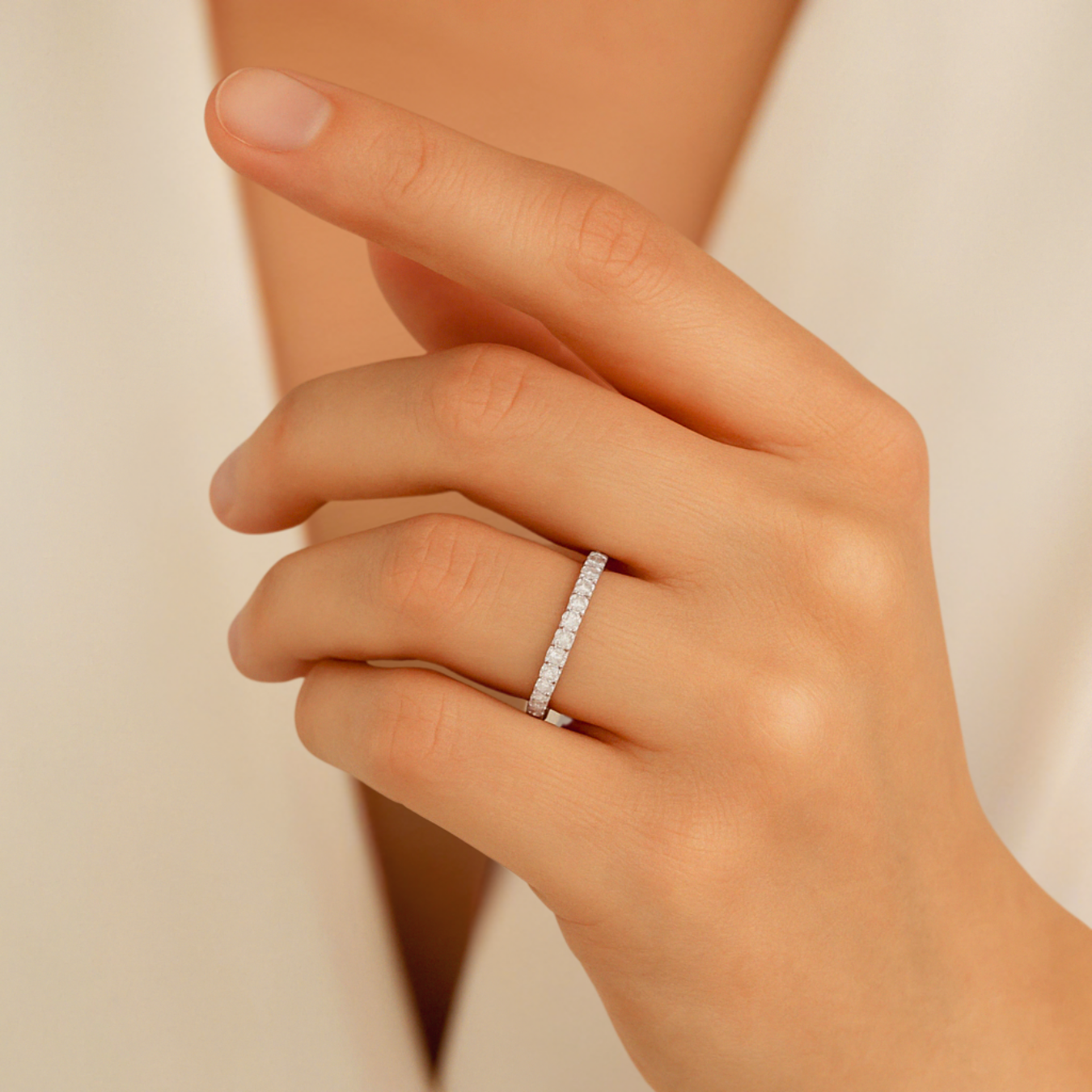 14K Gold 3/4 Eternity Lab Grown Diamond Wedding Band