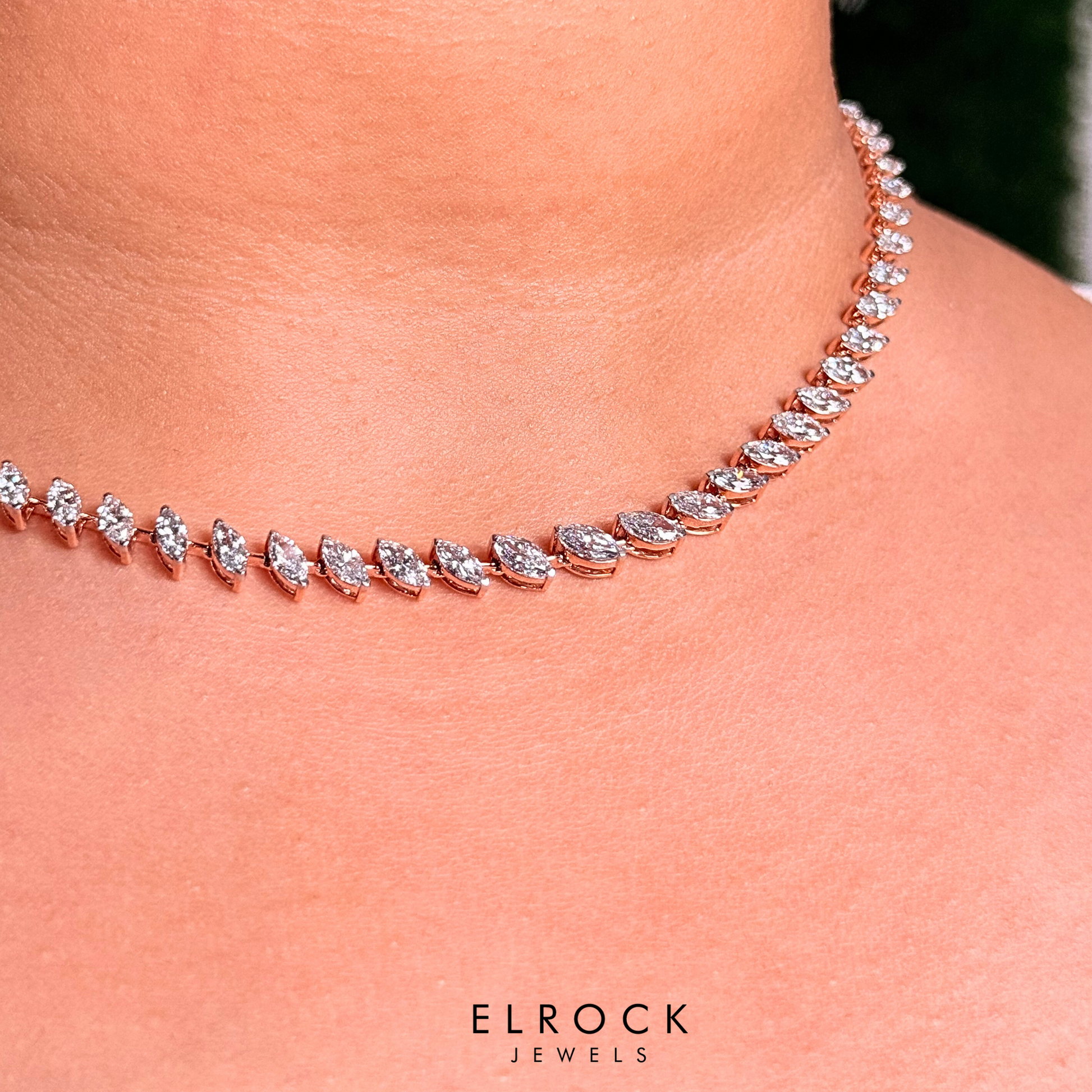 Marquise Cut  Diamond Tennis Necklace