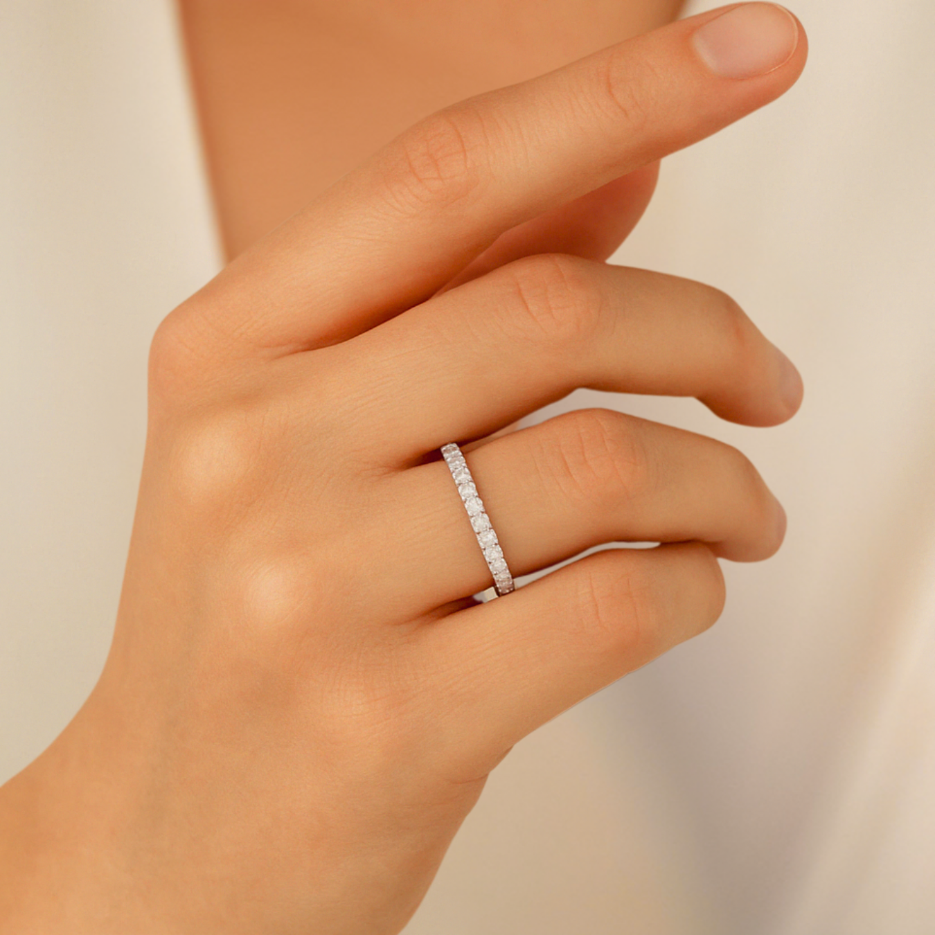 14K Gold 3/4 Eternity Lab Grown Diamond Wedding Band