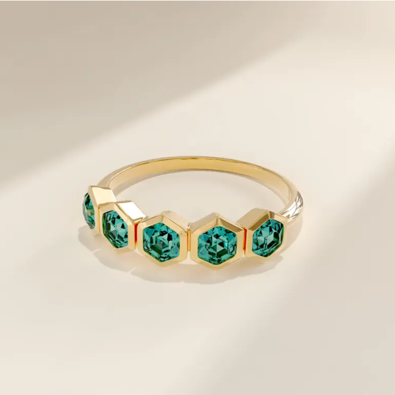 14K Hexagon Cut Wedding Ring 1.00 CTW Solid Gold Teal Sapphire Ring