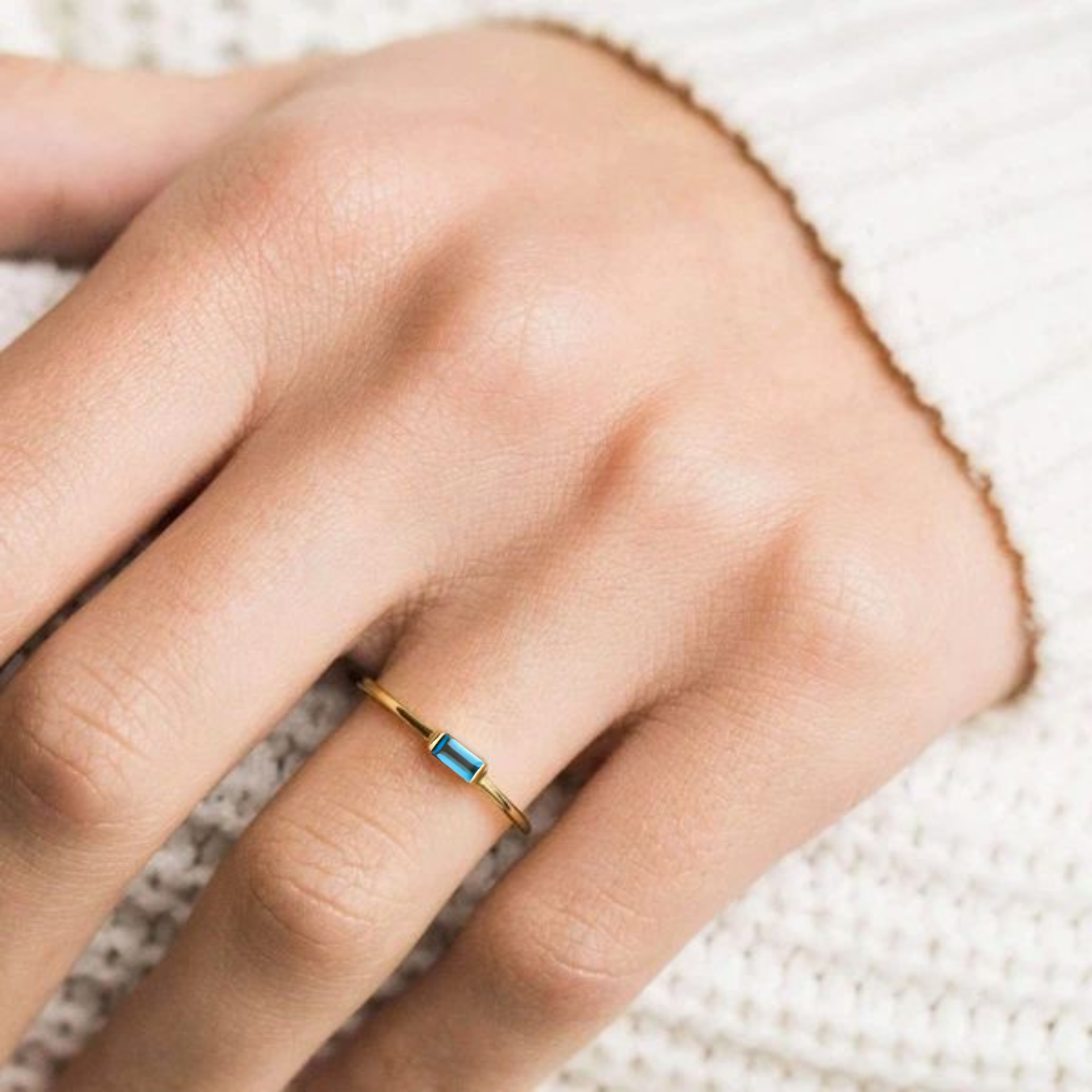 14K solid gold London Blue Topaz ring Unique Yellow Gold Engagement Ring.