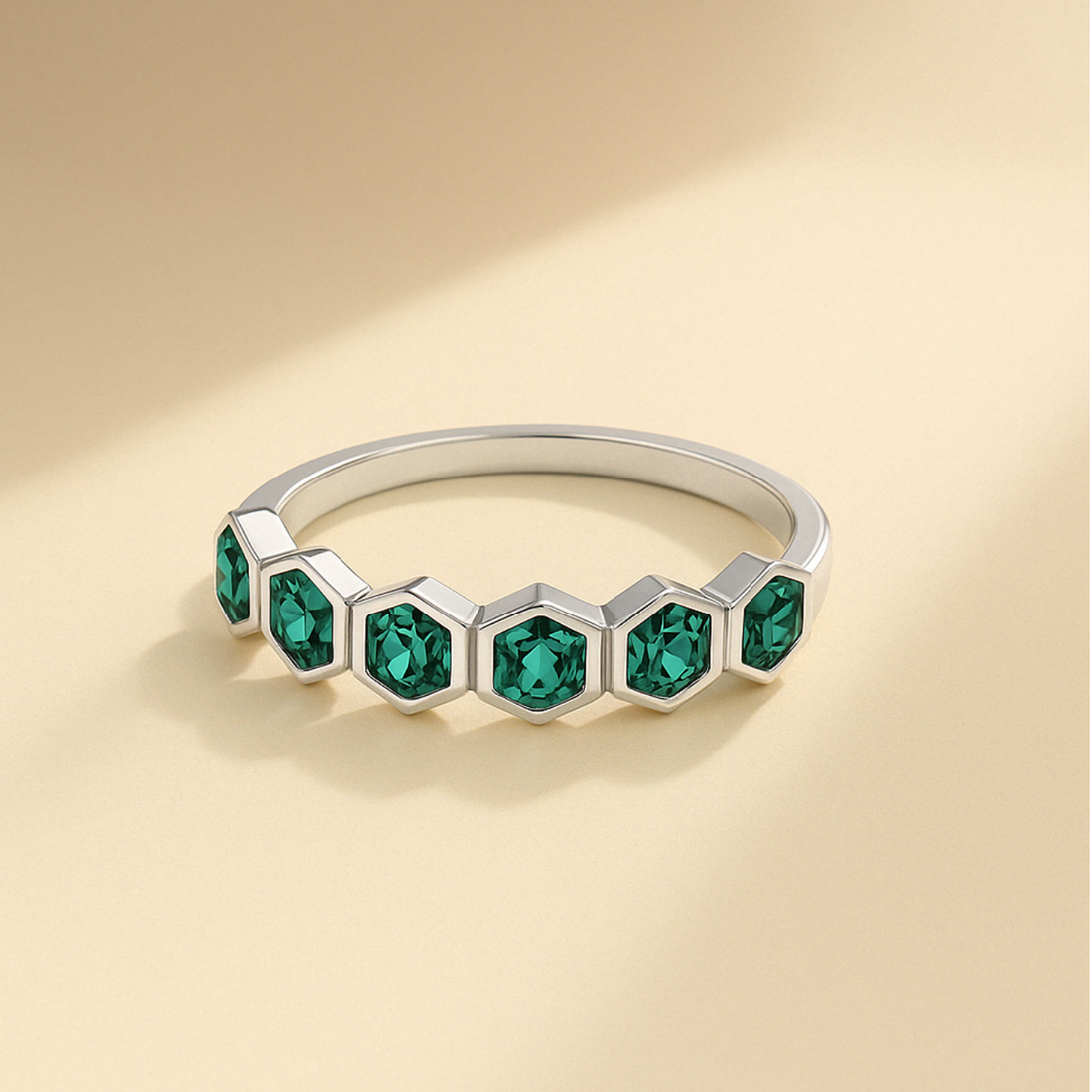 1.00 CTW 14K Hexagon Cut Wedding Ring | Solid Gold Teal Sapphire Ring