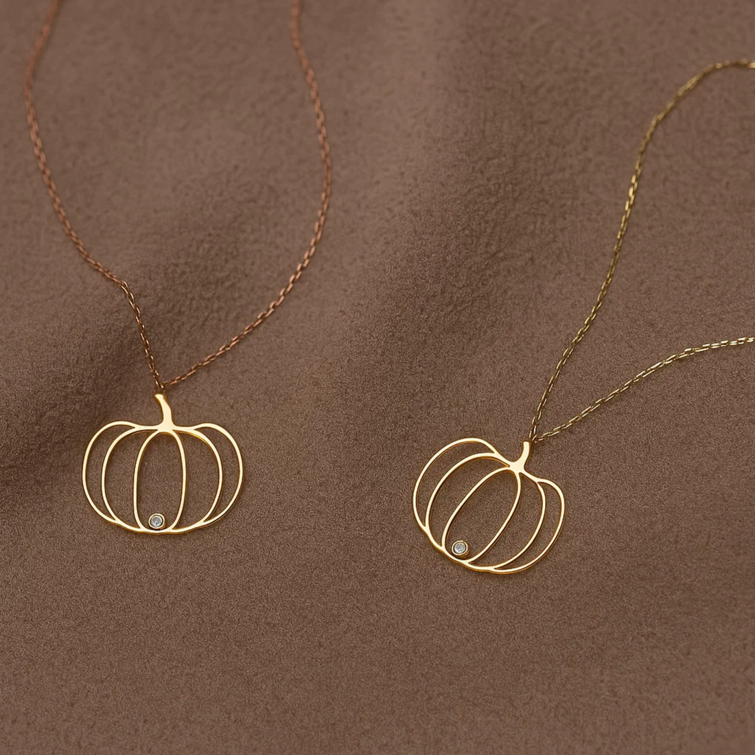 Pumpkin Necklace, Gold Pumpkin Pendant Necklace, 14K Solid Gold, Halloween Jewelry, Trick or Treat, Engraved Gift, Thanksgiving Jewelry
