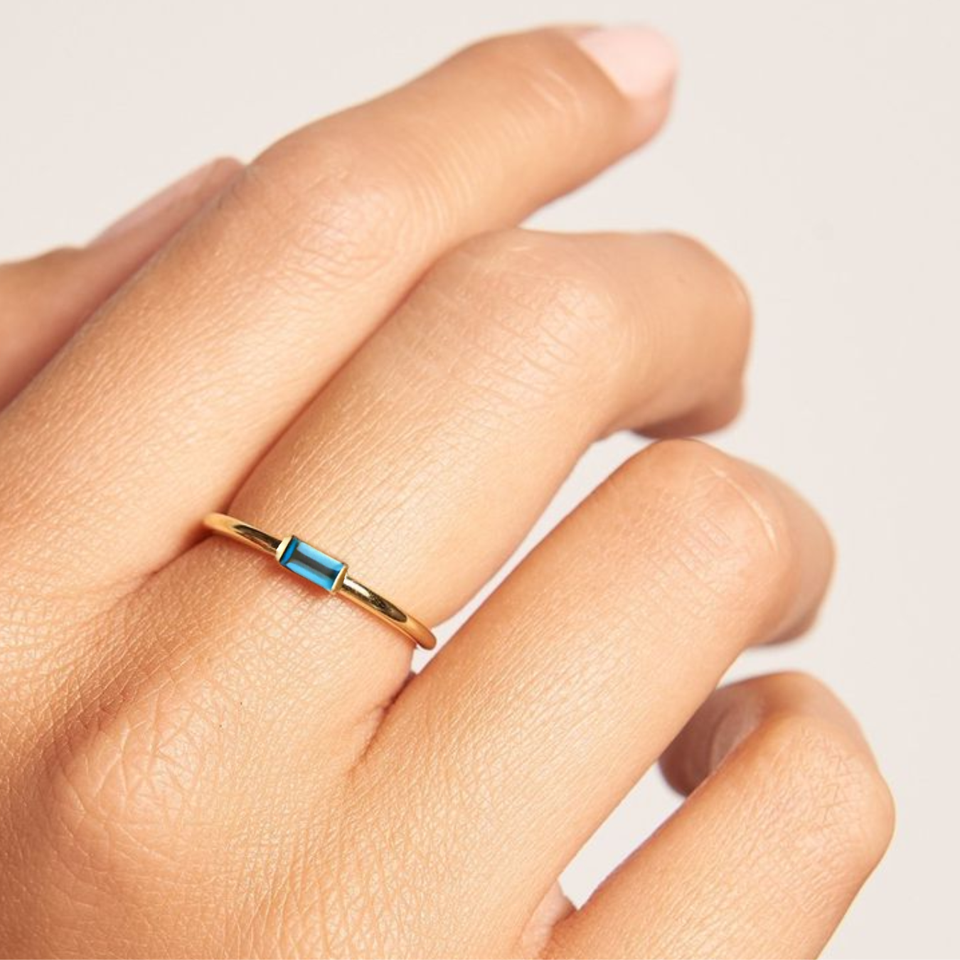 14K solid gold London Blue Topaz ring Unique Yellow Gold Engagement Ring.