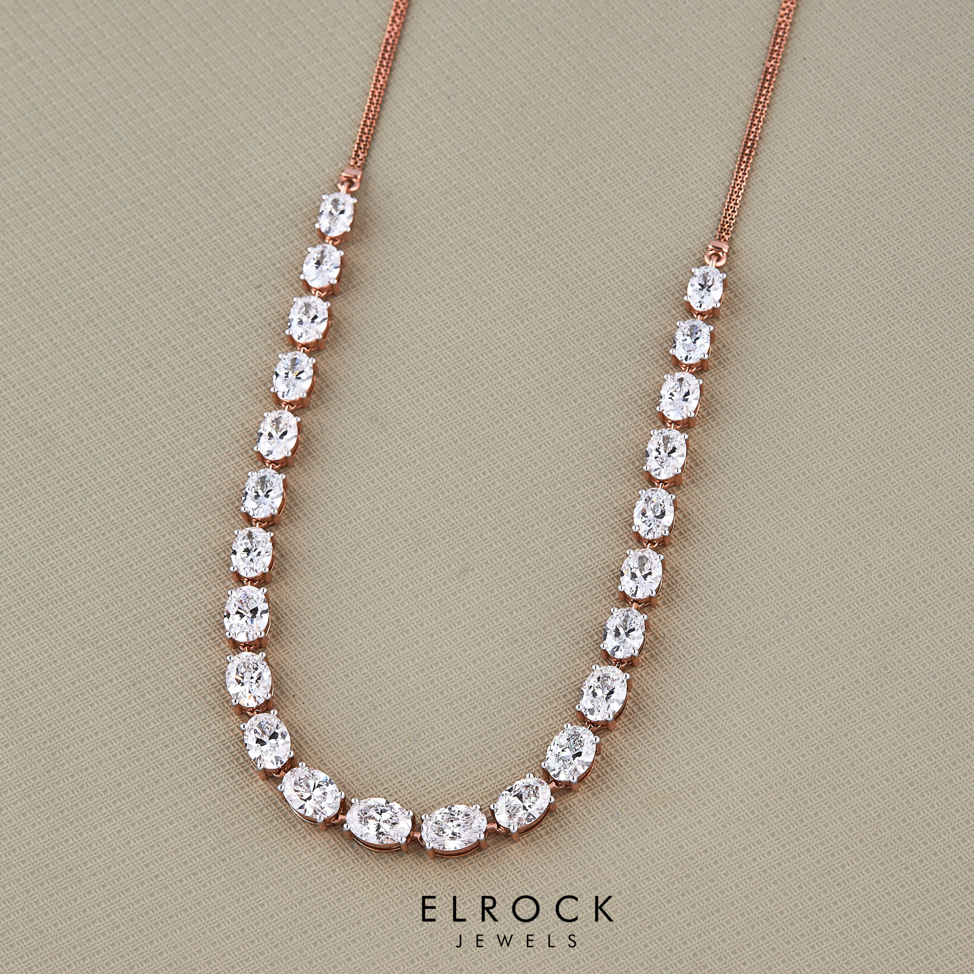  Oval Cut Diamond Tennis Necklace 