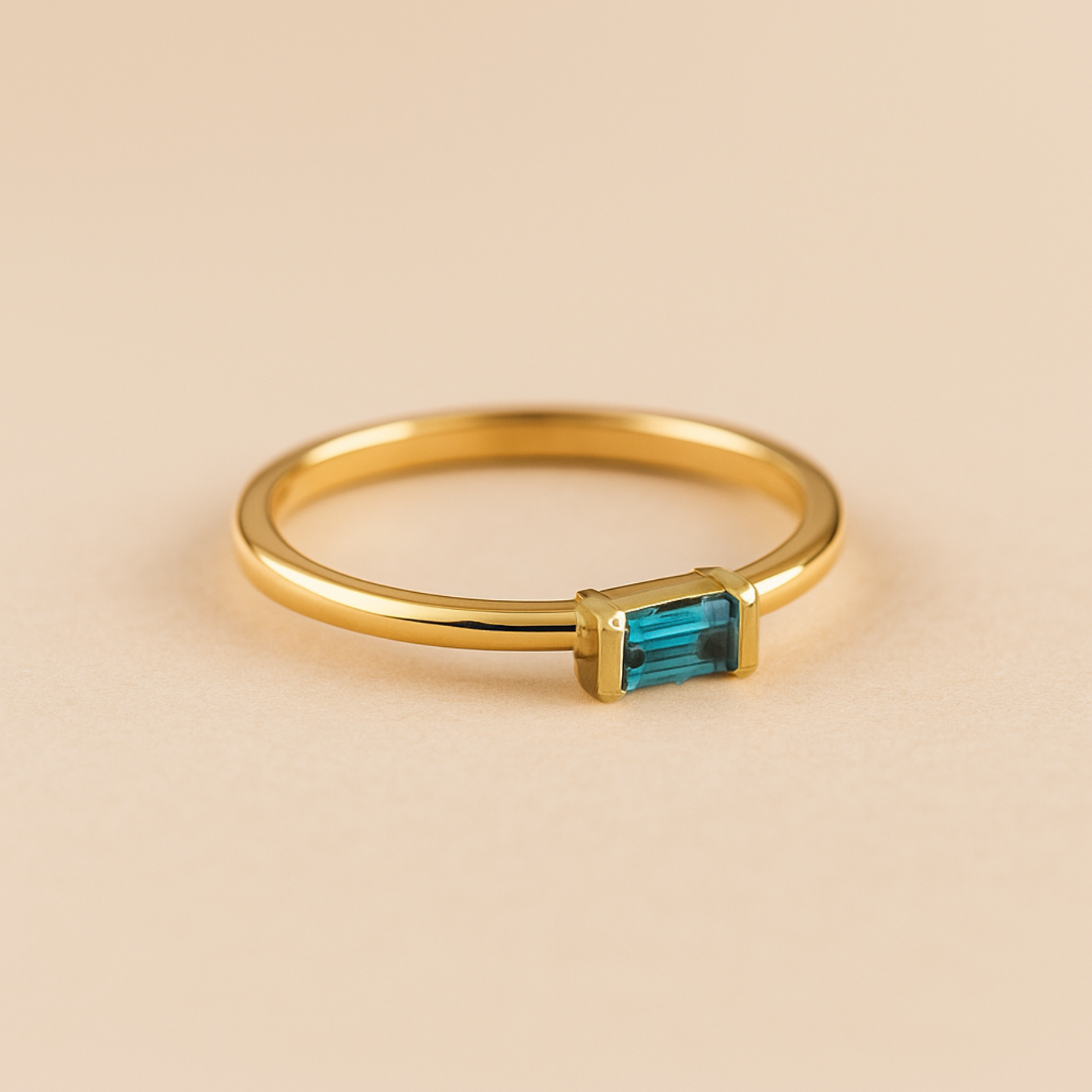 14K solid gold London Blue Topaz ring Unique Yellow Gold Engagement Ring.