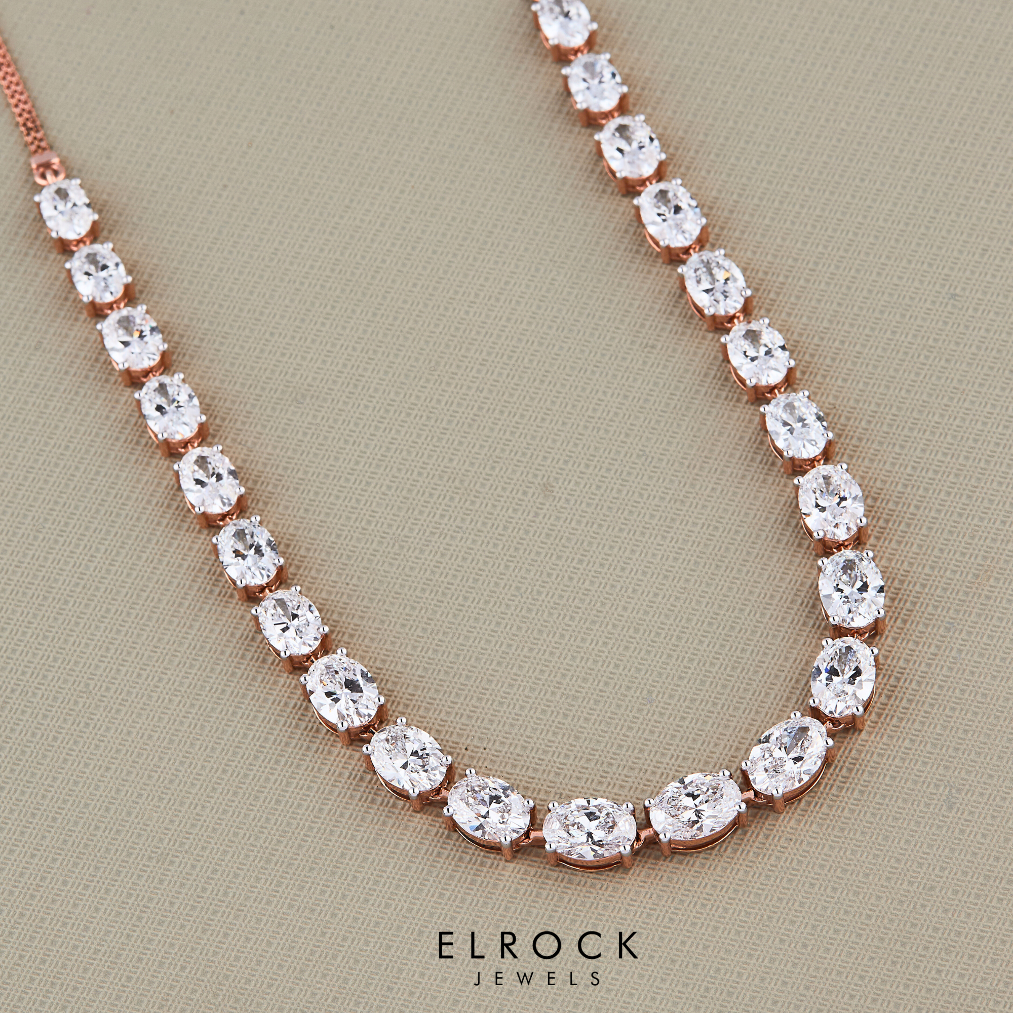  Oval Cut Diamond Tennis Necklace 