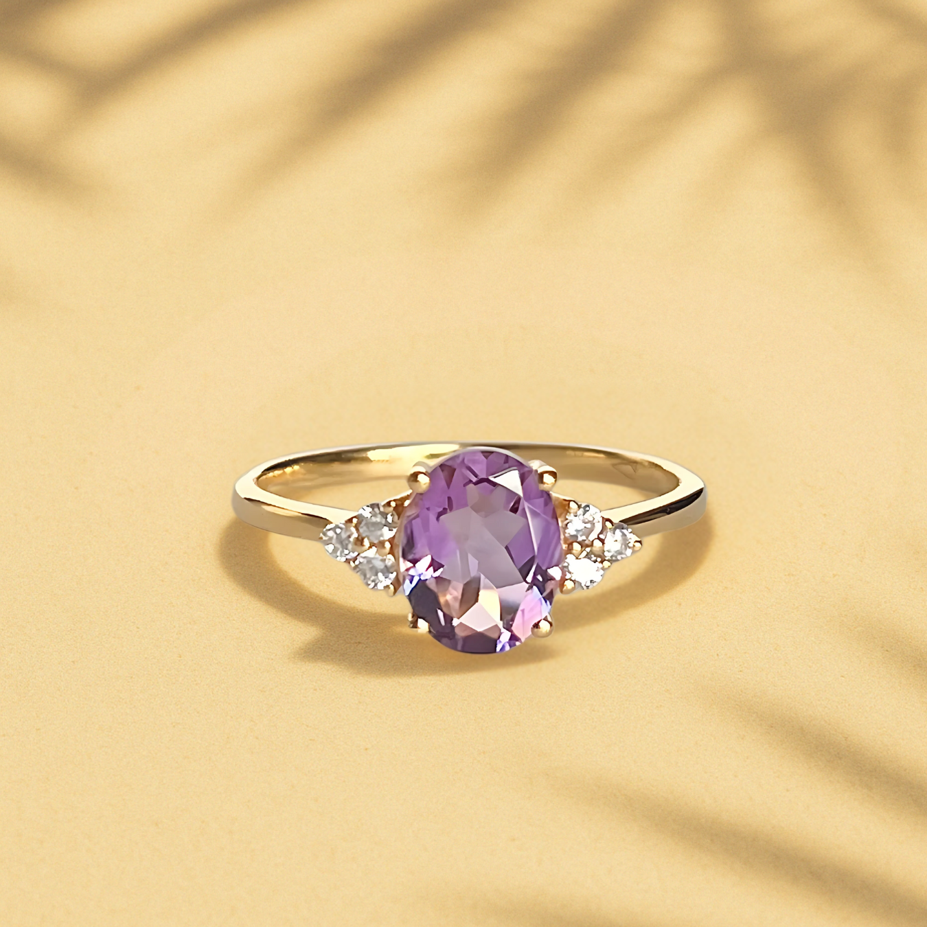 14k solid gold Fleur Amethyst Ring in Solid Gold and Sterling Silver | Genuine Gemstone