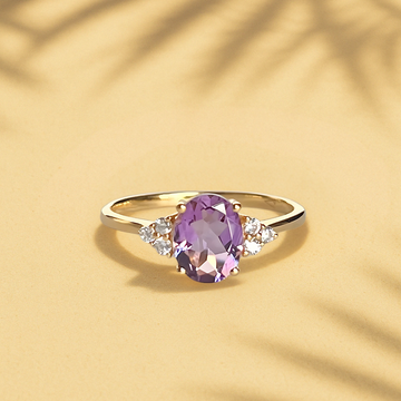 14k solid gold Fleur Amethyst Ring in Solid Gold and Sterling Silver | Genuine Gemstone
