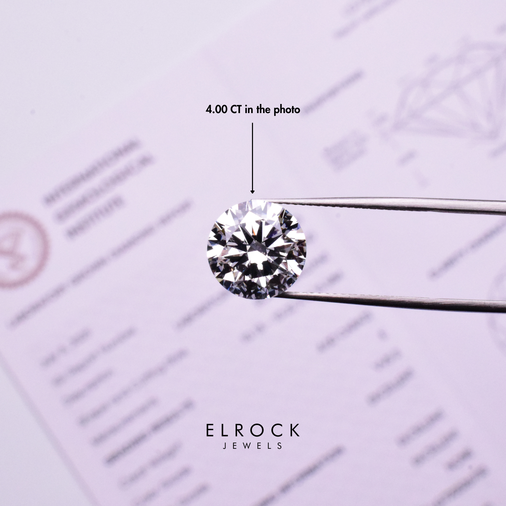 Genuine 4 Ct Round Lab Grown Diamond - 10.30 mm - Eco-friendly - IGI Certified