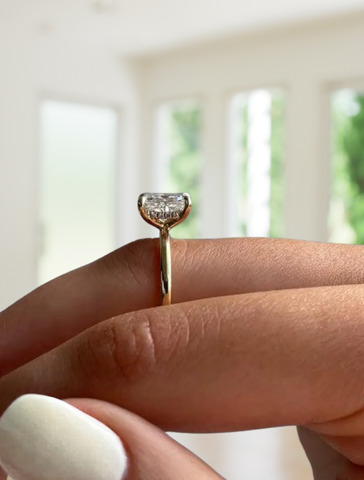 14K Gold Unique 1.50 CT Elongated Cushion Cut Engagement Ring