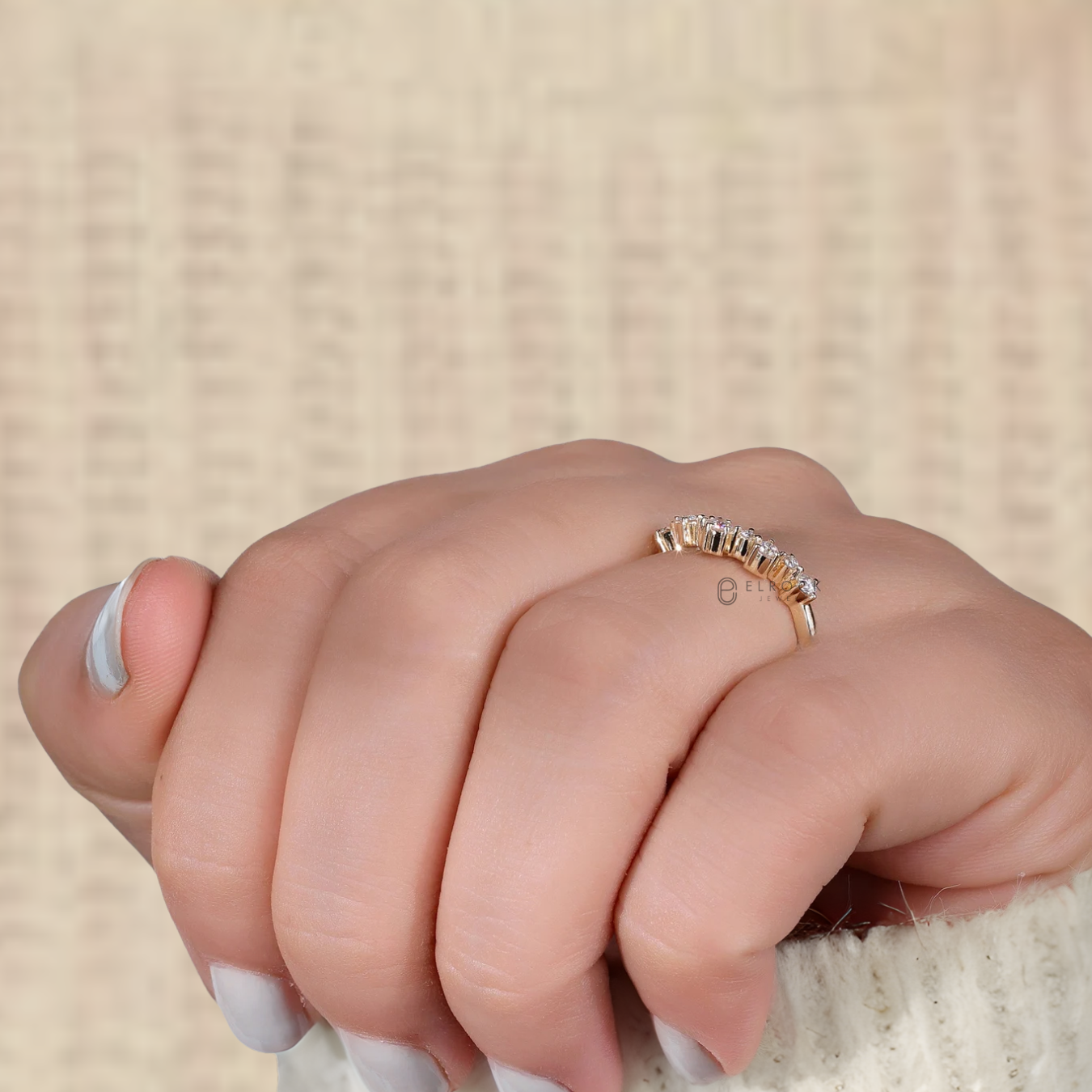 14K Gold Wedding Band Lab Grown Diamond Stacking Ring
