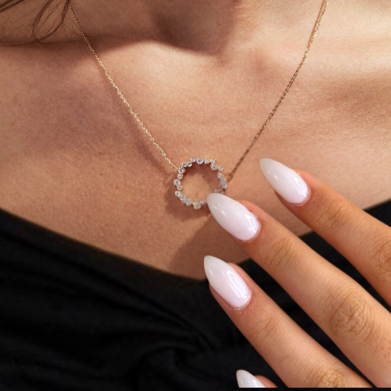 14k Solid Gold Karma Bridal Jewelry,Diamond Circle Necklace