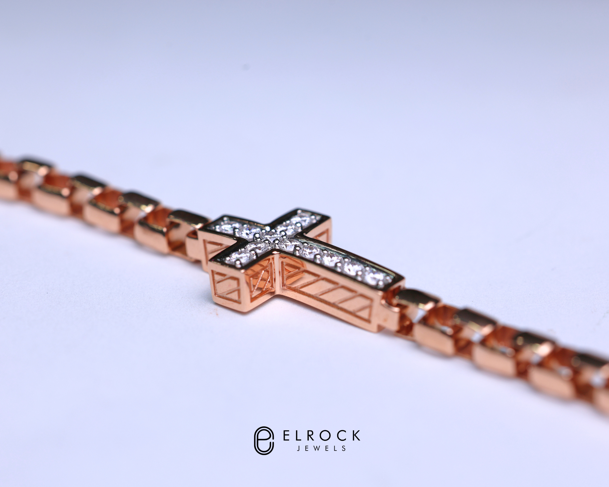 14K Solid Gold Diamond Cross Bracelet Religious Jewelry