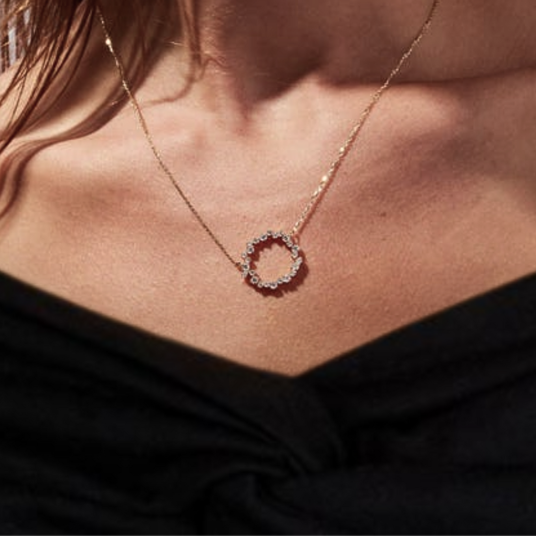 0.50 CT Diamond Circle Necklace | 14k Solid Gold Karma Bridal Jewelry for Women