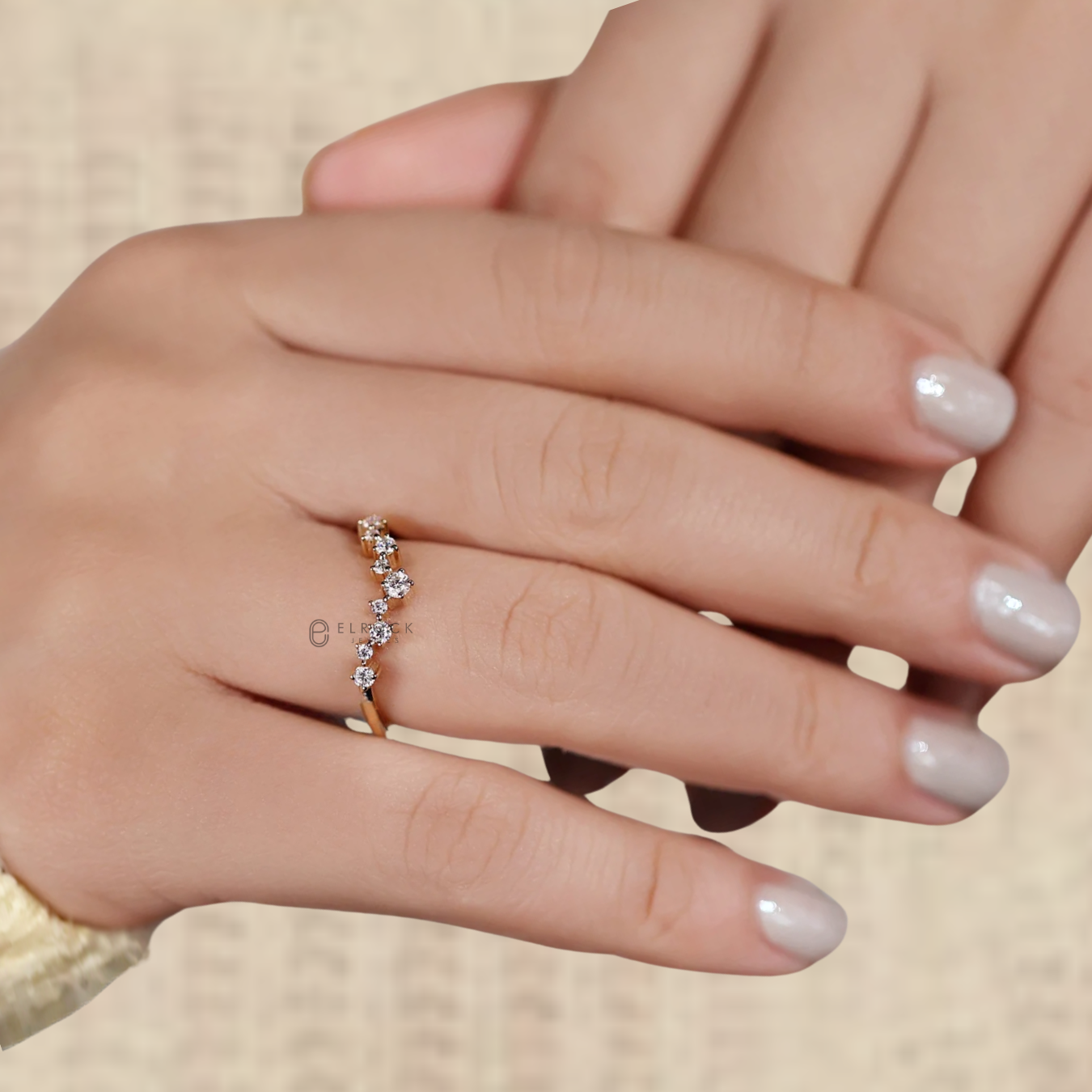 14K Gold Wedding Band Lab Grown Diamond Stacking Ring