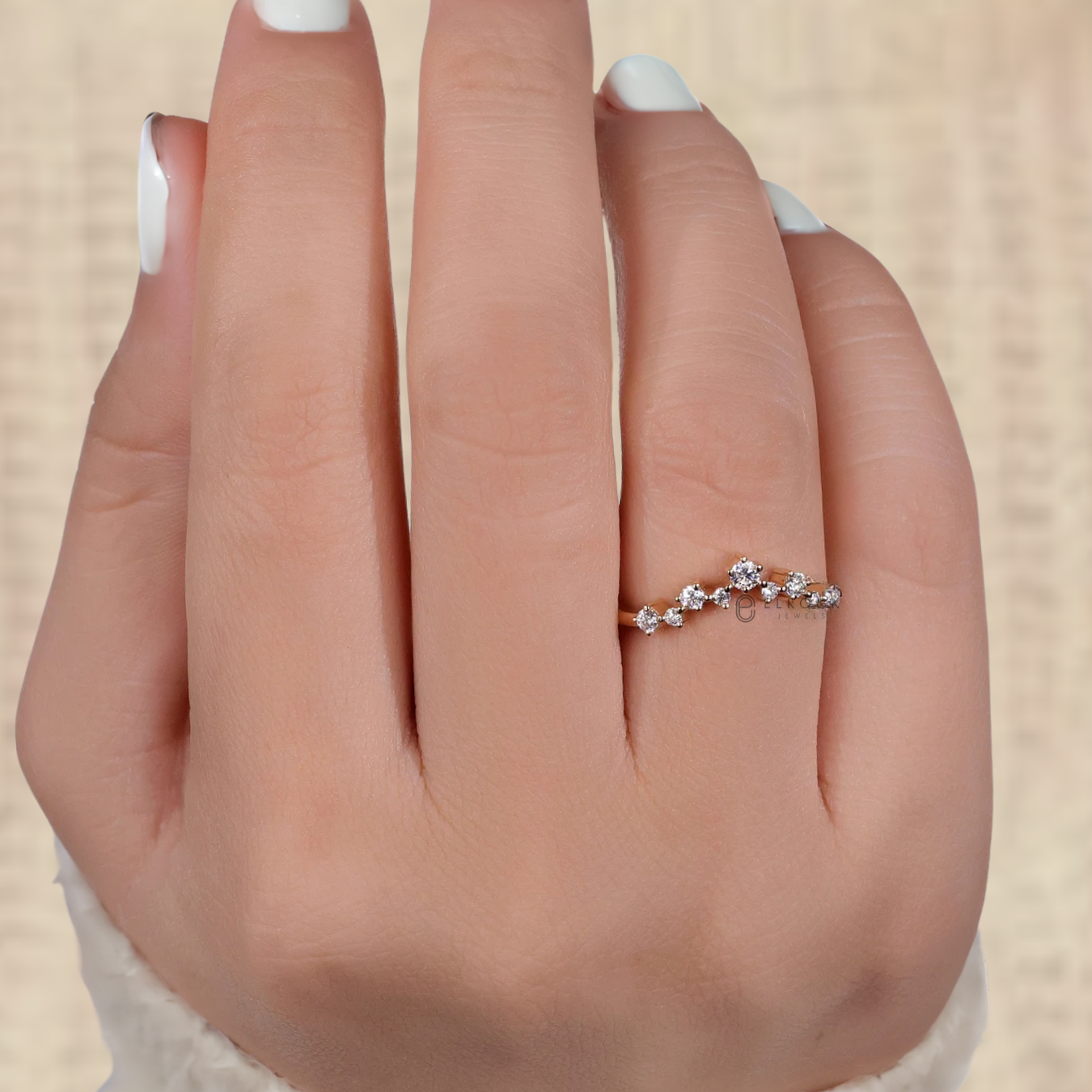 14K Gold Wedding Band Lab Grown Diamond Stacking Ring