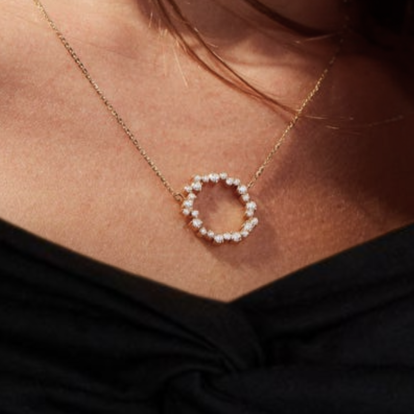14k Solid Gold Karma Bridal Jewelry,Diamond Circle Necklace