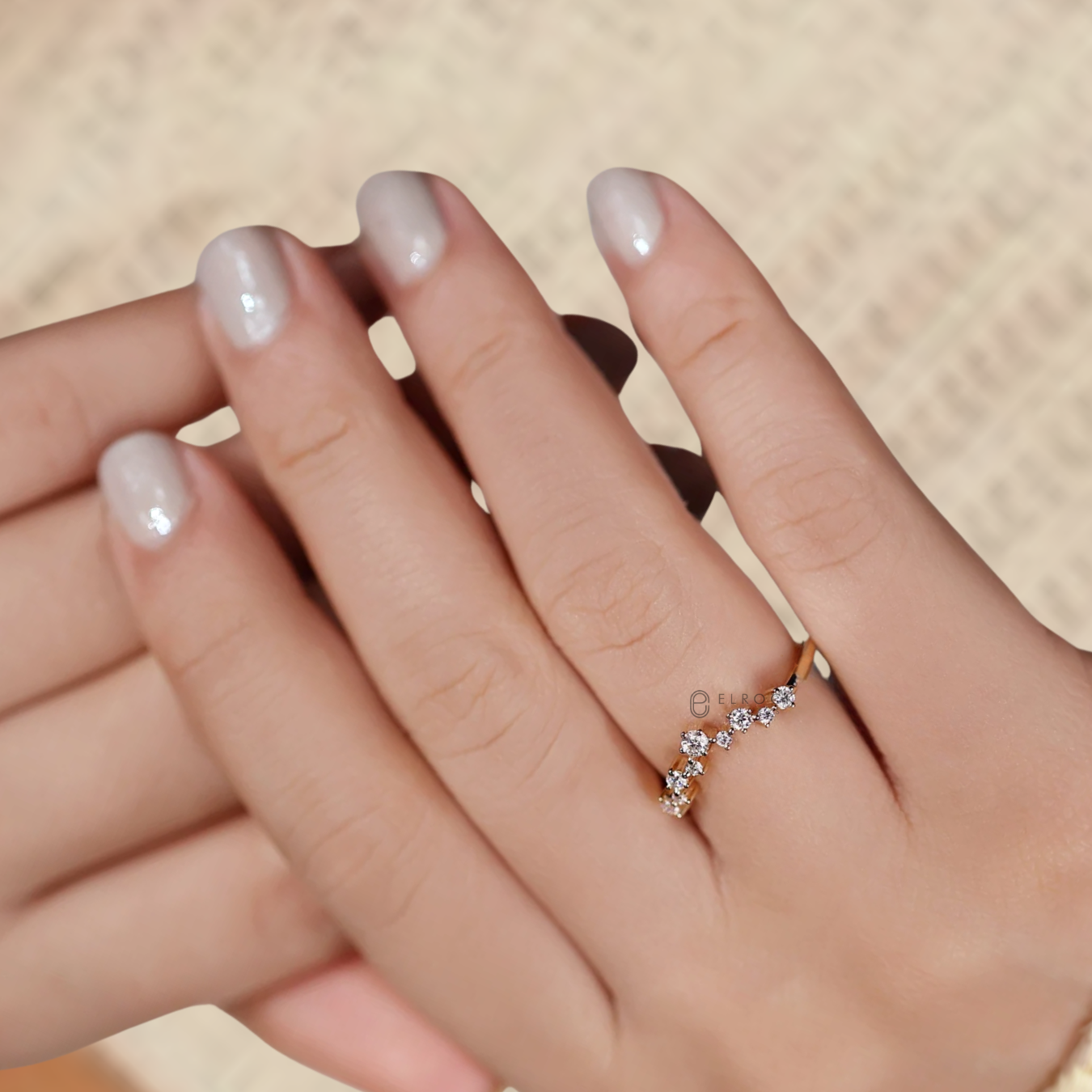14K Gold Wedding Band Lab Grown Diamond Stacking Ring
