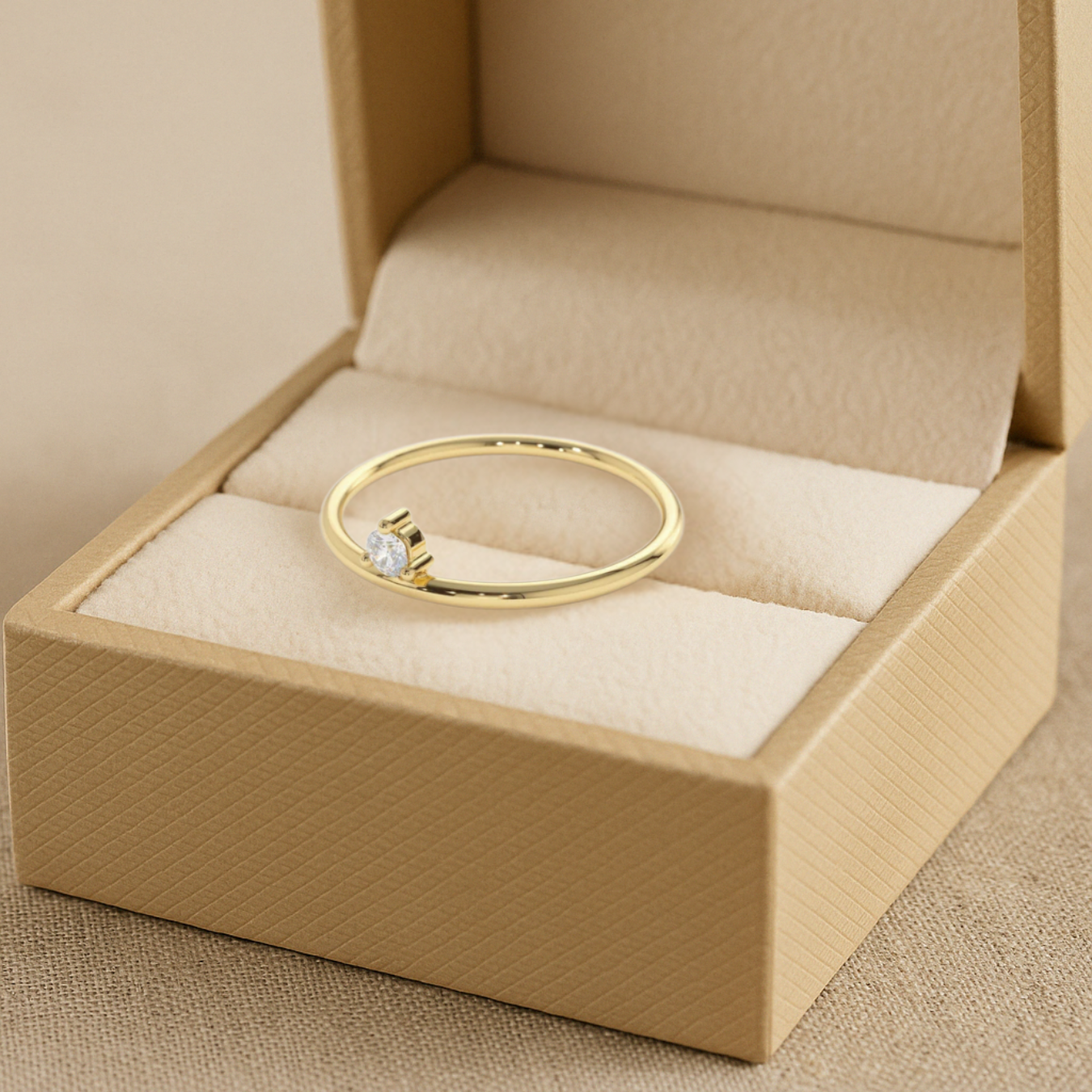 14k Gold Single Solitaire Diamond Ring / Stacking Solitaire Diamond Ring