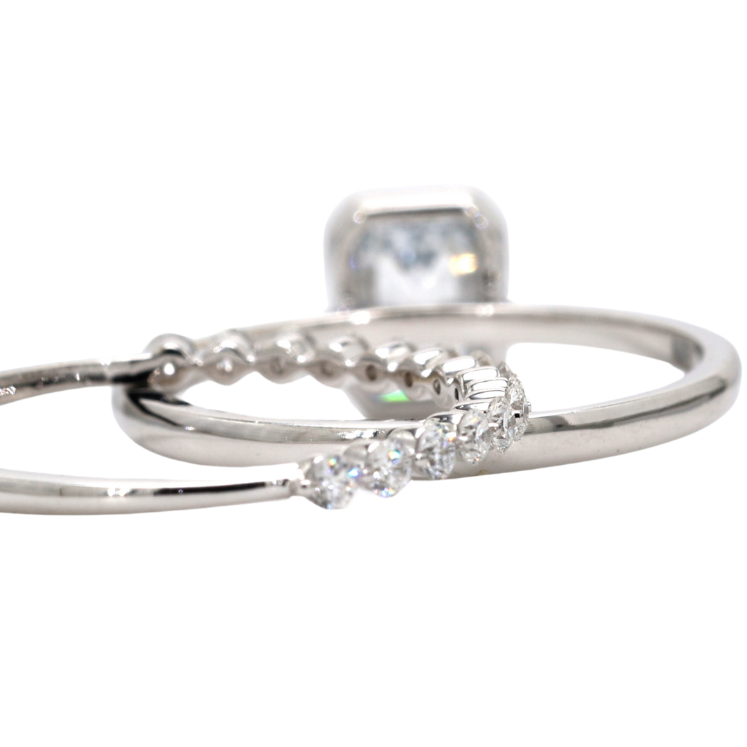 Emerald Cut Lab Grown Diamond Engagement Ring Set IGI Certified Diamond Ring