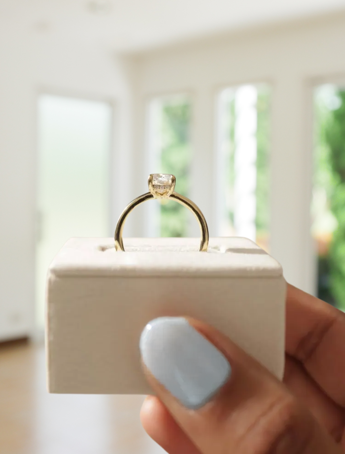 14K Gold Unique 1.50 CT Elongated Cushion Cut Engagement Ring