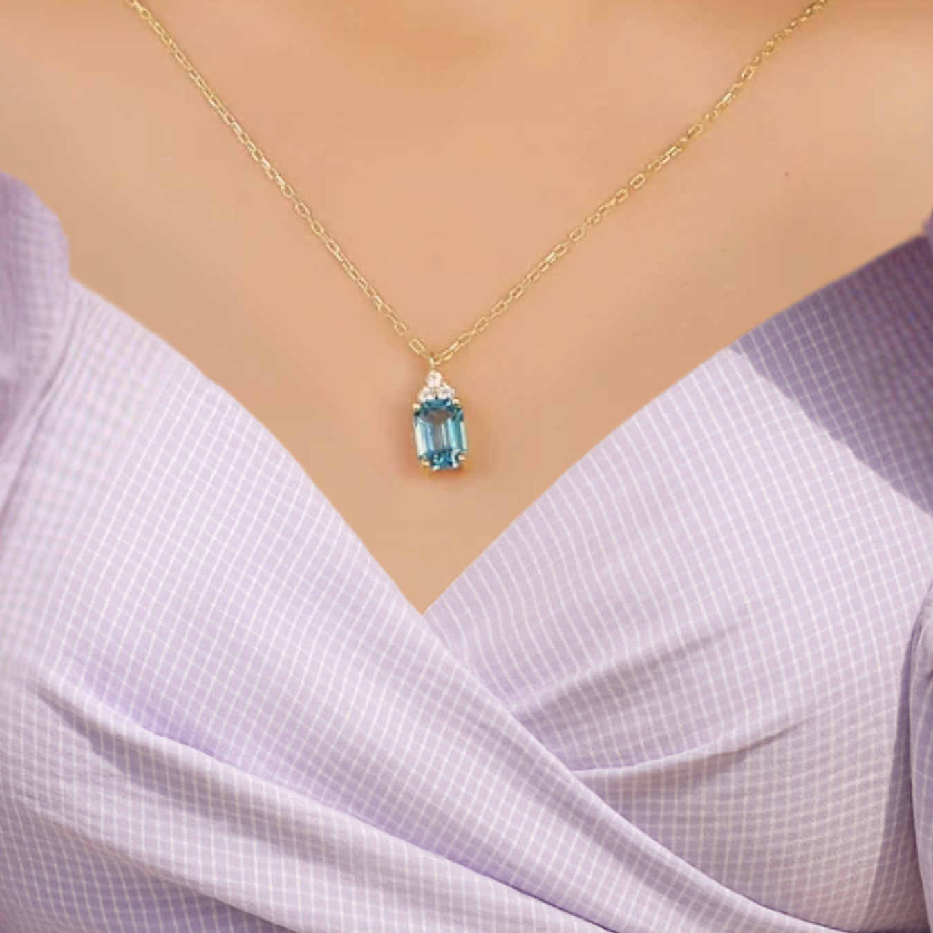 14k Gold Swiss Topaz Pendant December Birthstone Necklace