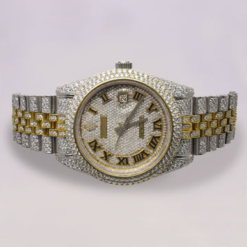 Moissanite Full Yellow & White DateJust Iced Out Watch Gift For Men
