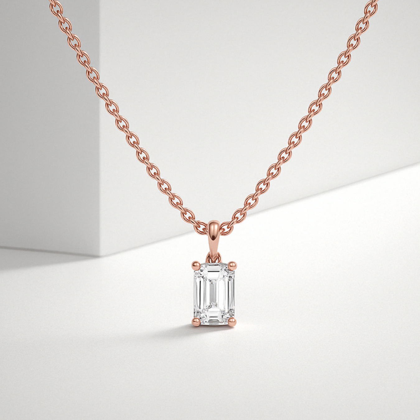 1.00 to 2.00CT Emerald Diamond Necklace | 14K Diamond Pendant | Layering Necklace