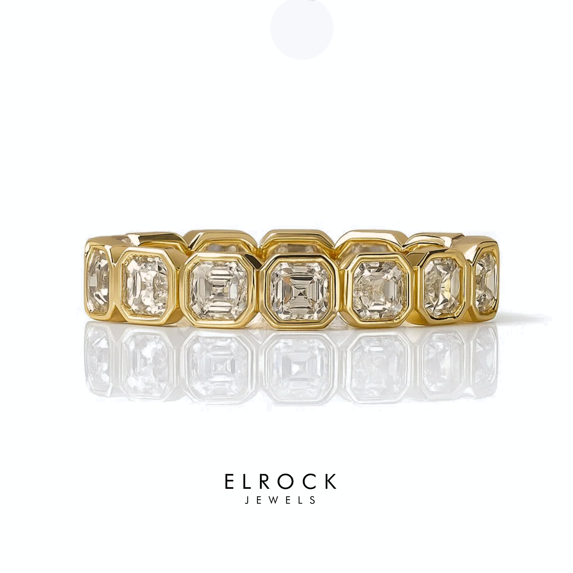 14K Gold Bezel Set Asscher Cut Lab grown Wedding Band for Women