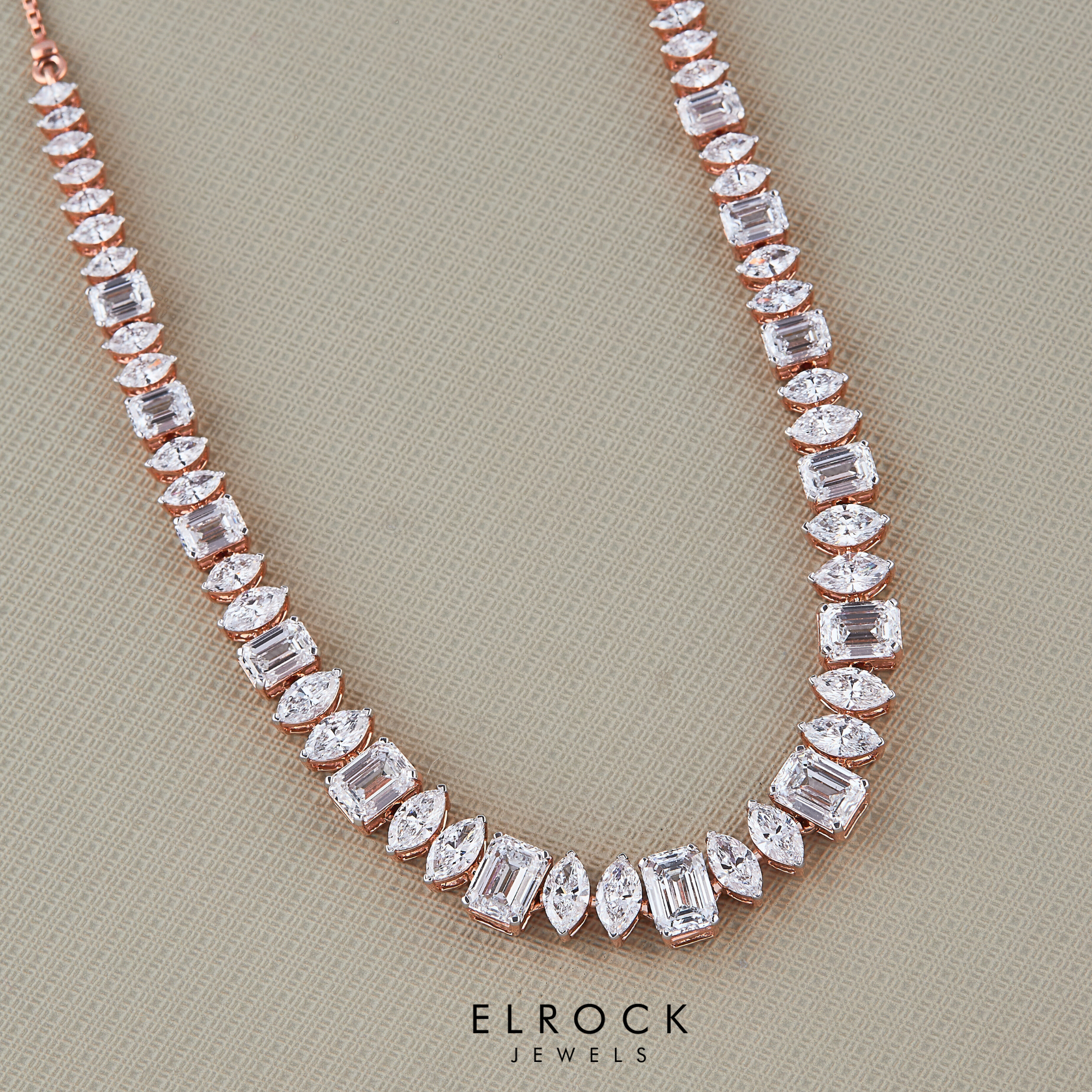 Marquise & Emerald Cut Diamond Choker Necklace