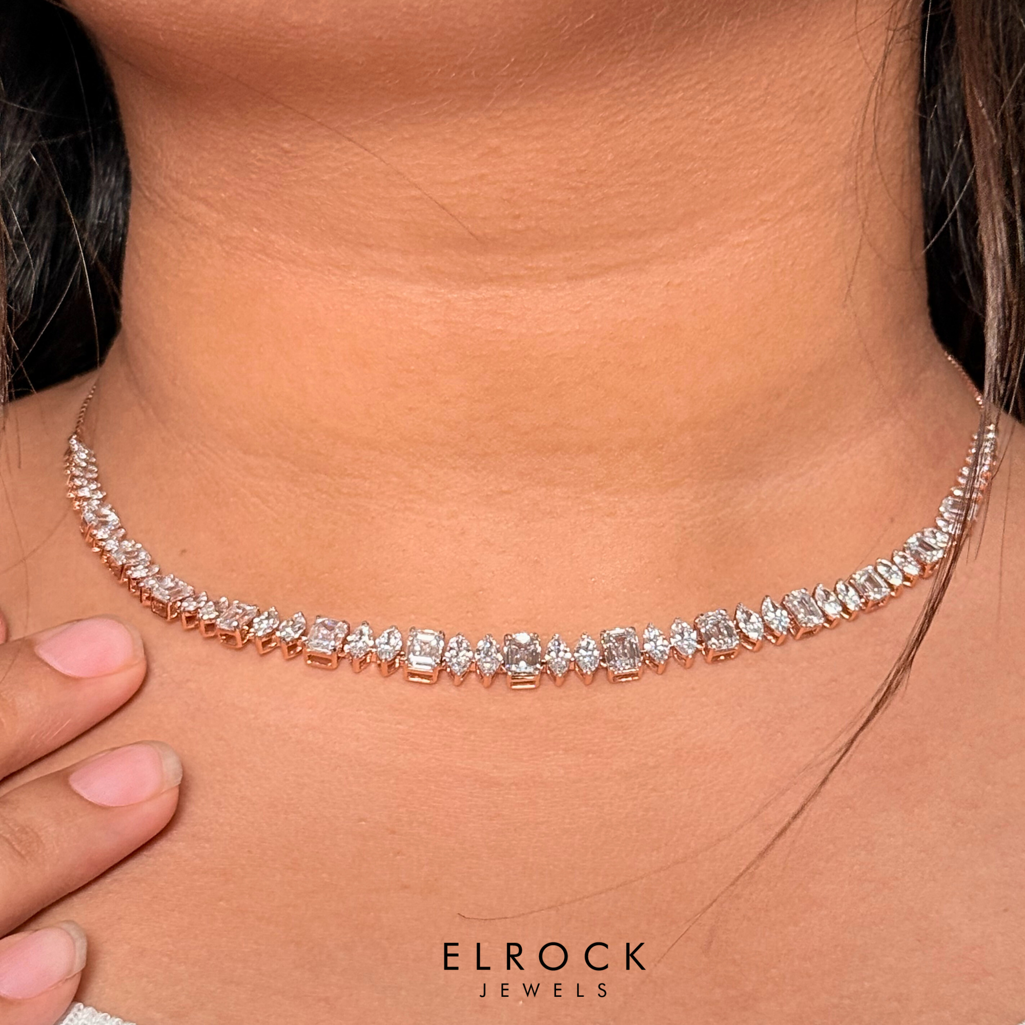 Marquise & Emerald Cut Diamond Choker Necklace