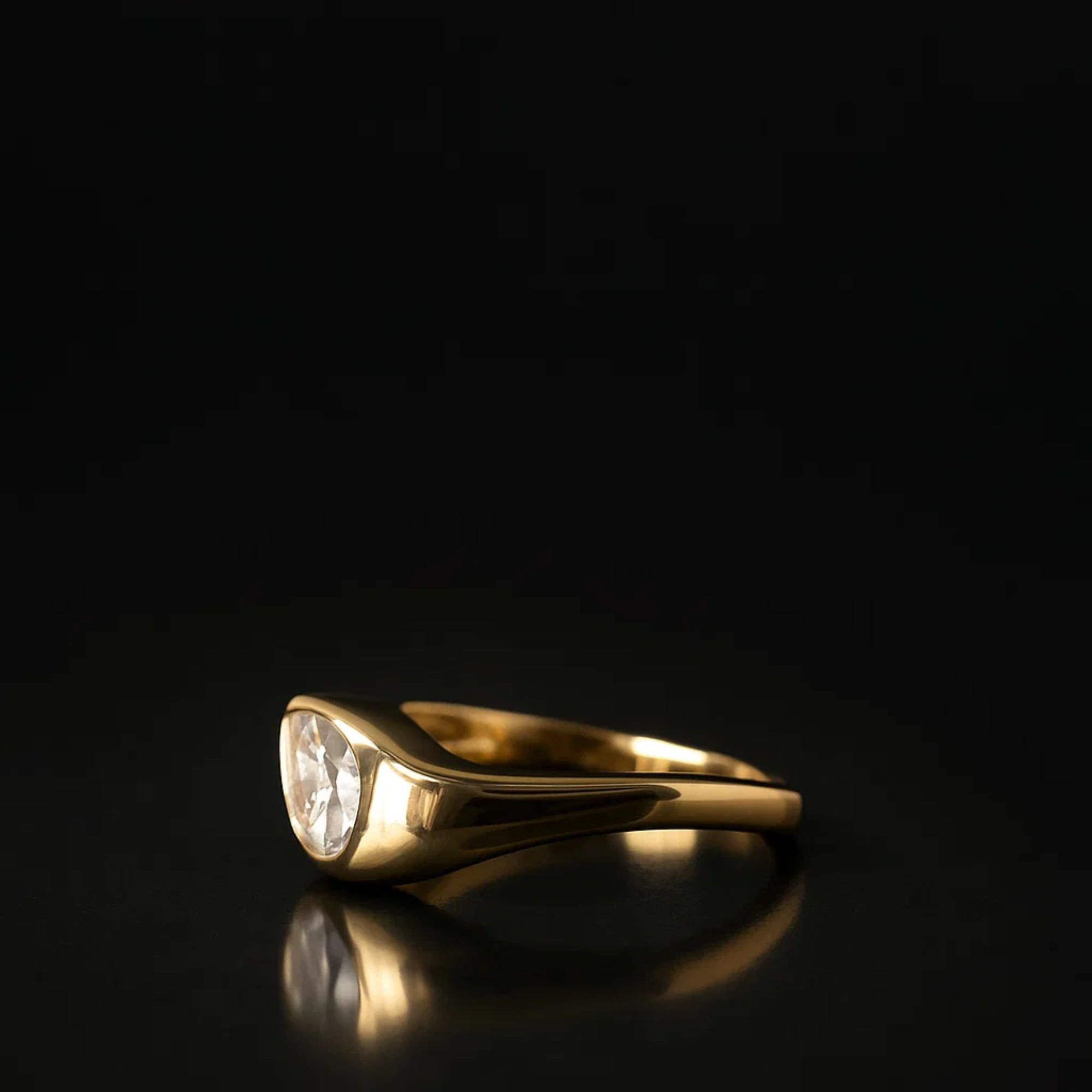  Gold Bezel Setting Pear Shaped Lab Grown Diamond Engagement Ring