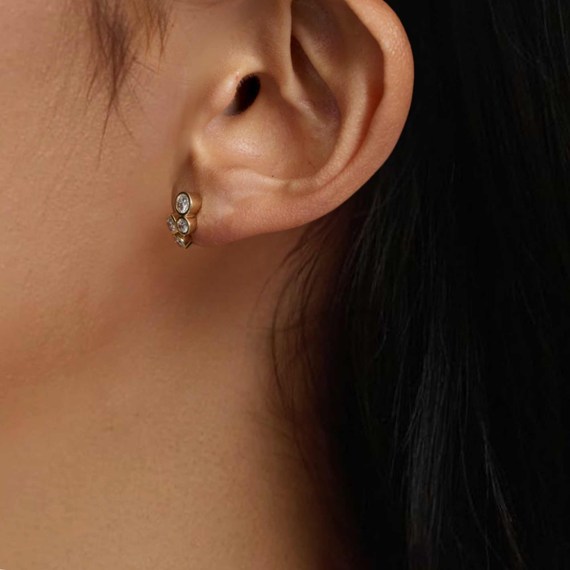 14K Gold and Lab Grown Diamond Cluster Earrings