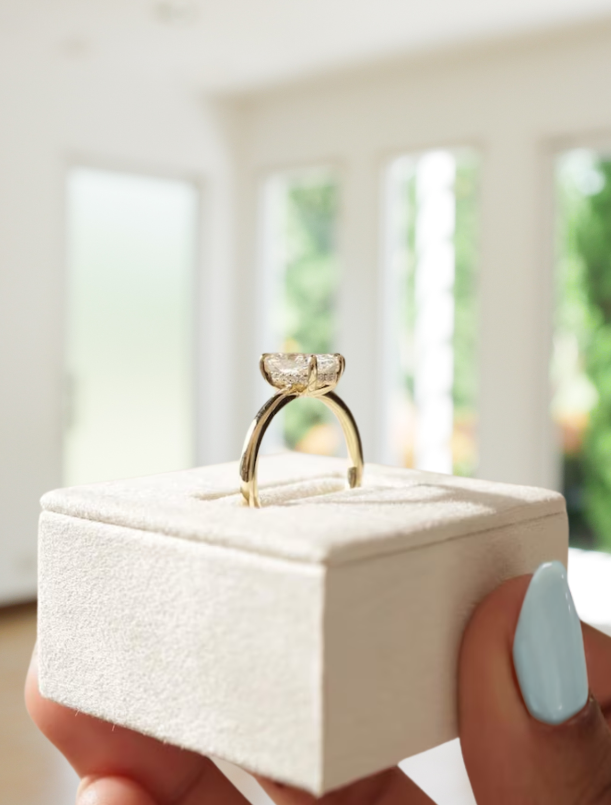 14K Gold Unique 1.50 CT Elongated Cushion Cut Engagement Ring