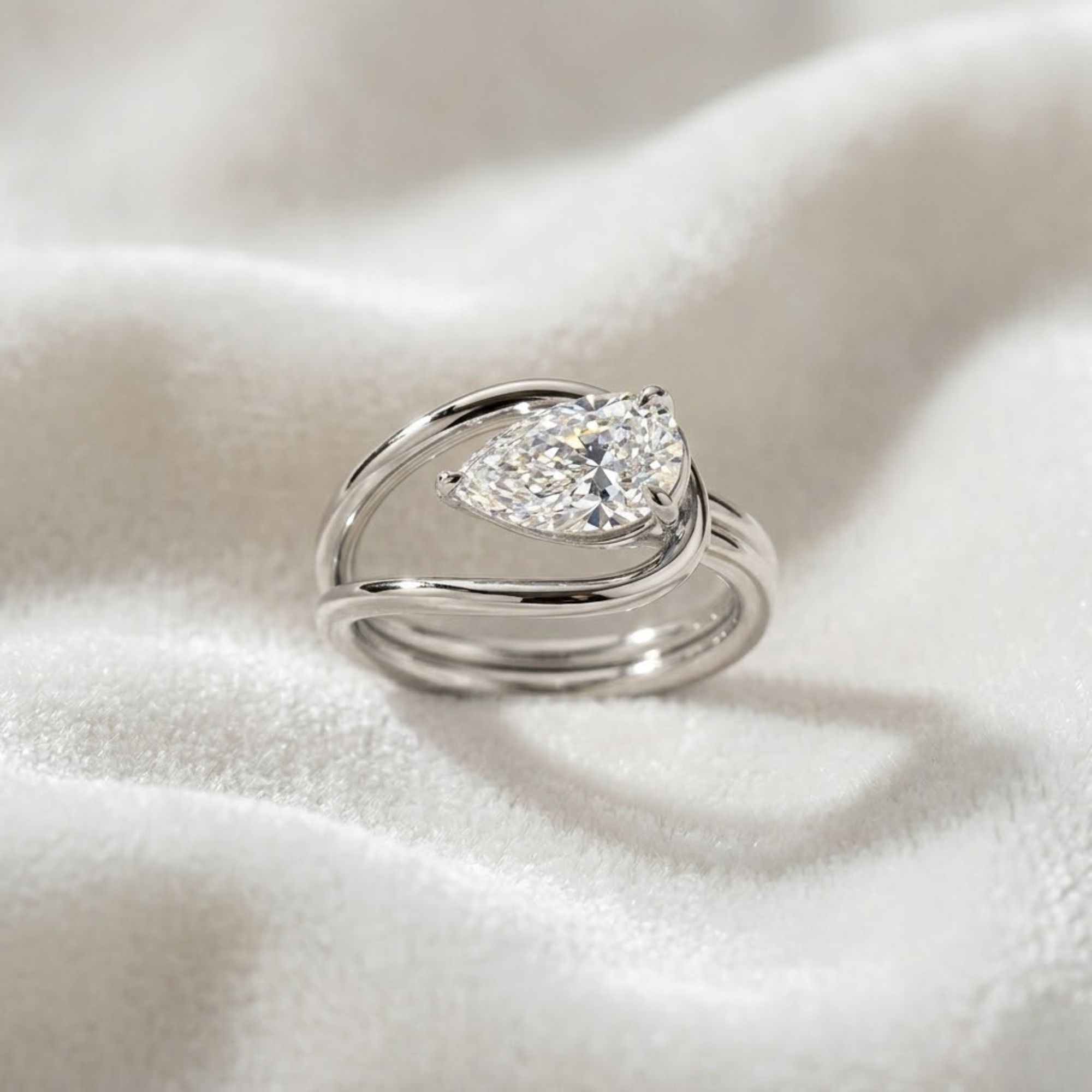 14K Yellow Gold 2.00 Carat Pear Cut Lab Grown Diamond Engagement Ring