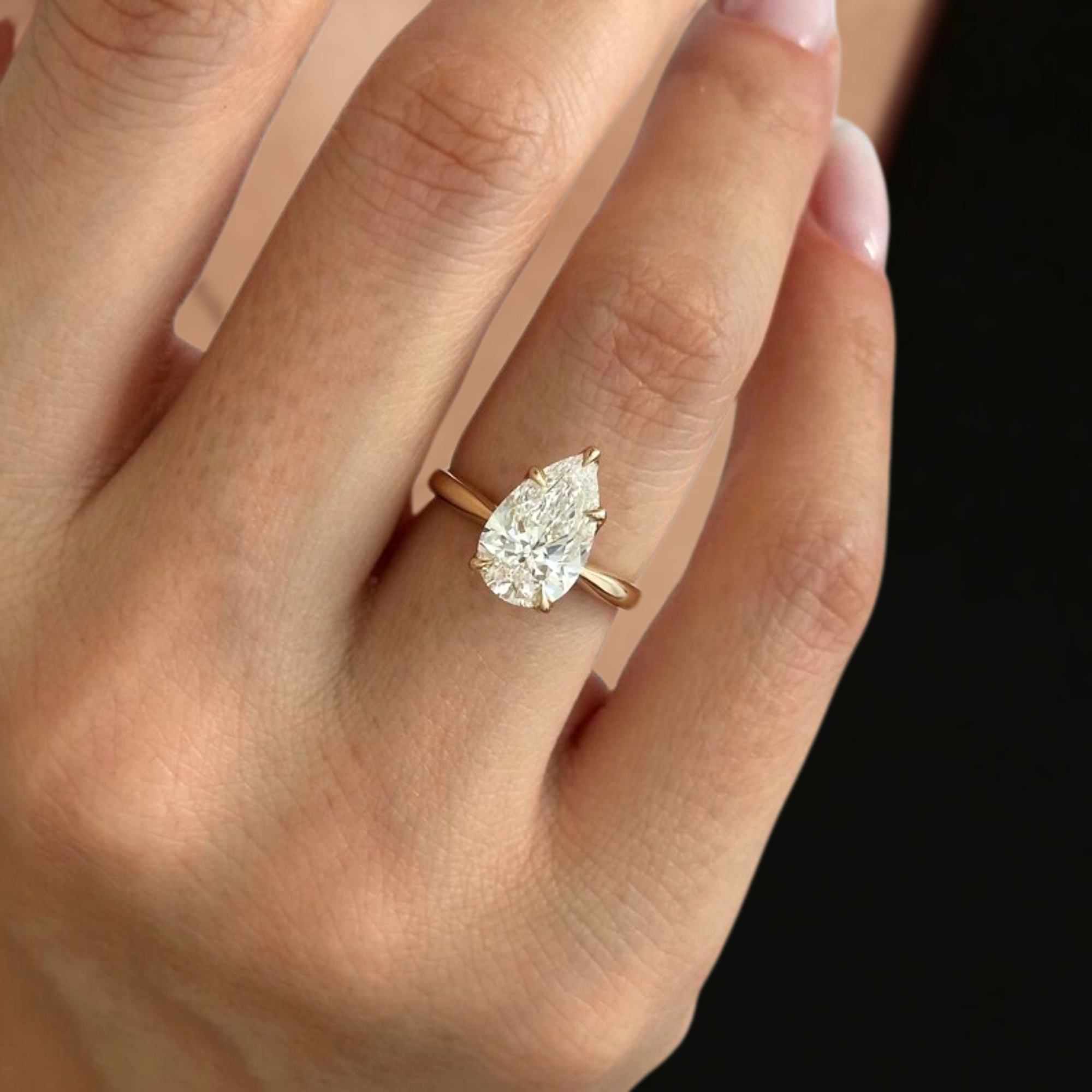 14K Gold 2 Carat Pear Cut Lab Grown Diamond Engagement Ring