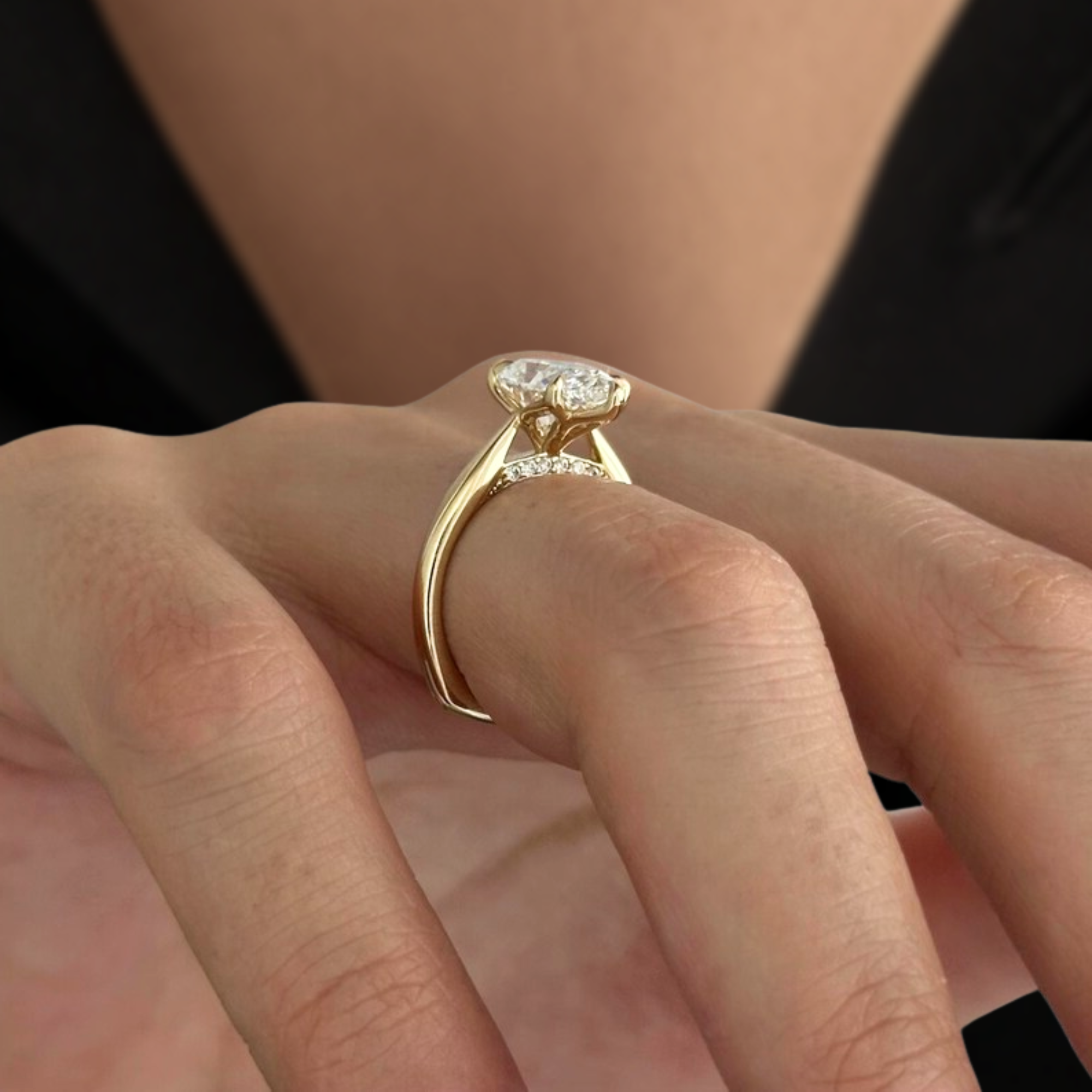 14K Gold 2 Carat Pear Cut Lab Grown Diamond Engagement Ring