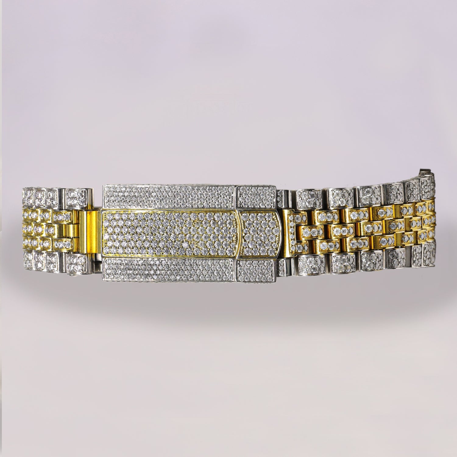 Moissanite Full Yellow & White DateJust Iced Out Watch Gift For Men