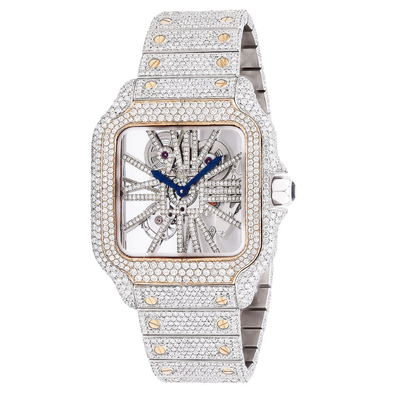 Fabulous Moissanite Skeleton Dual Tone Watch for Men's