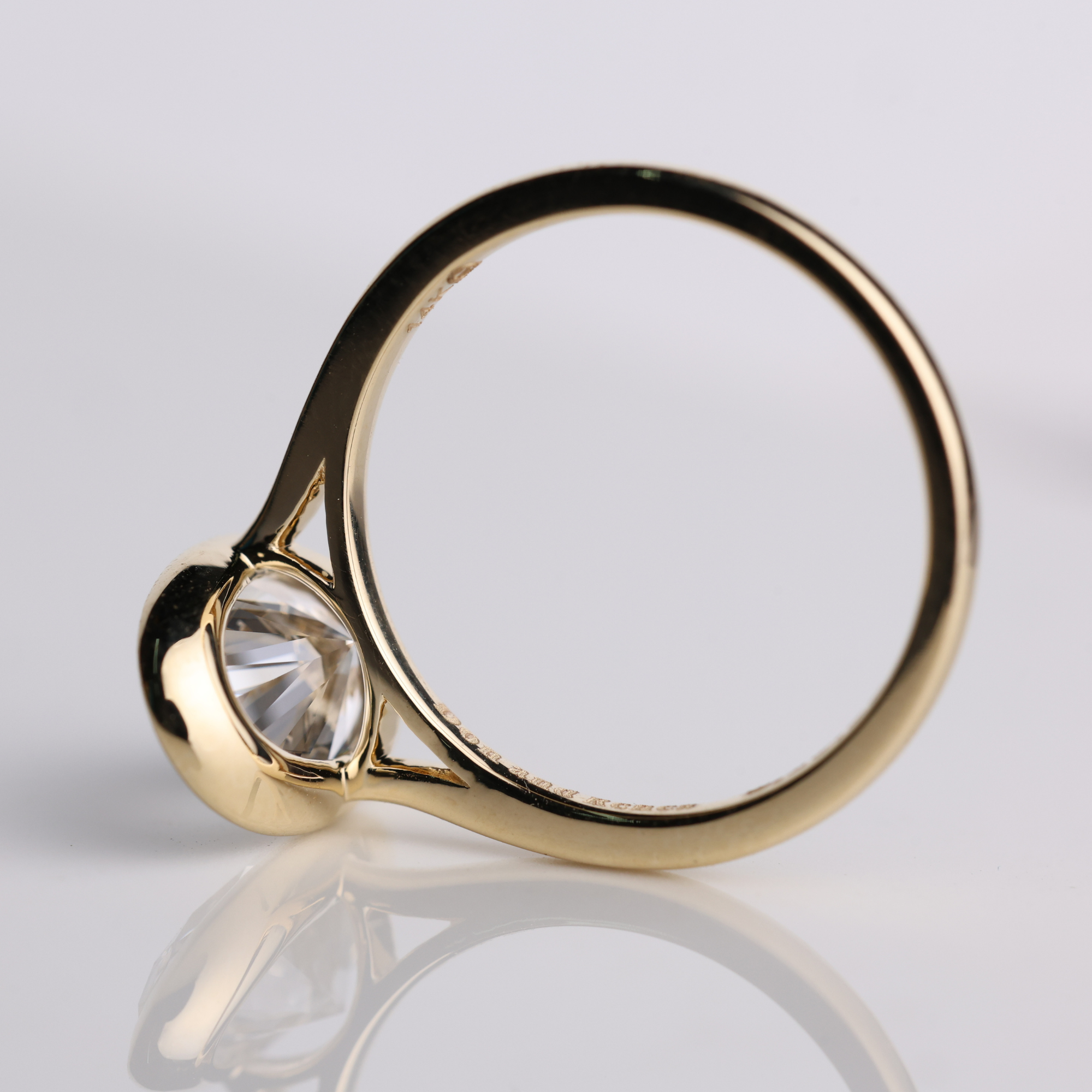 14K Gold Oval 2 Carat Lab Grown Diamond Bezel Set Solitaire Engagement Ring