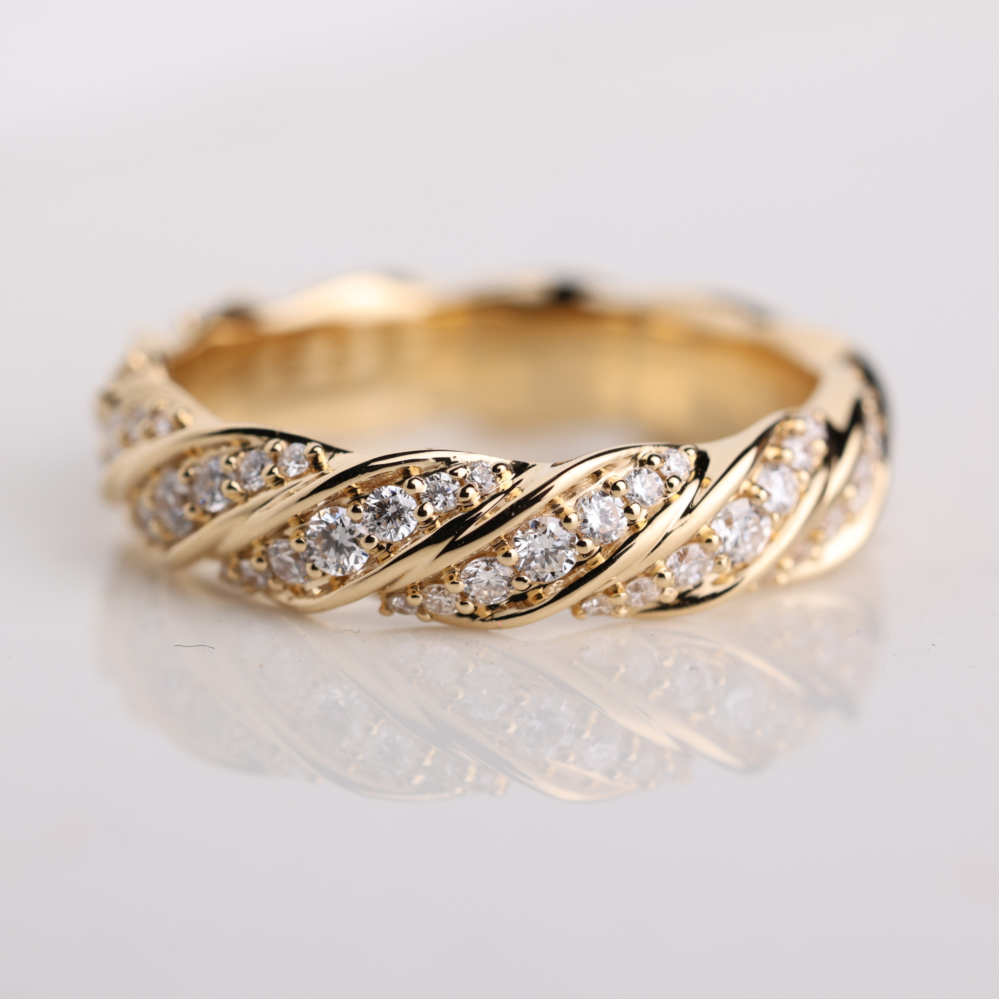 14K Solid Gold Diamond Twisted Eternity Ring