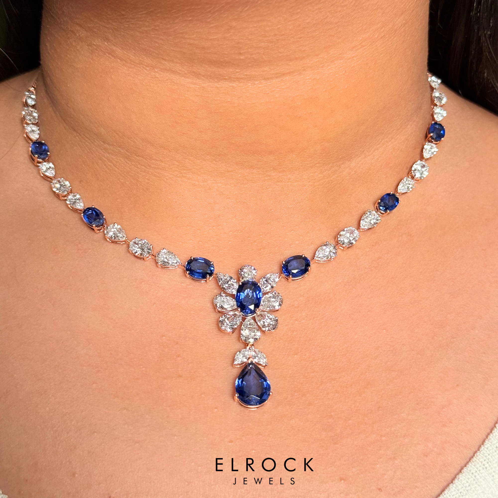 The Sapphire Floral Tennis Necklace
